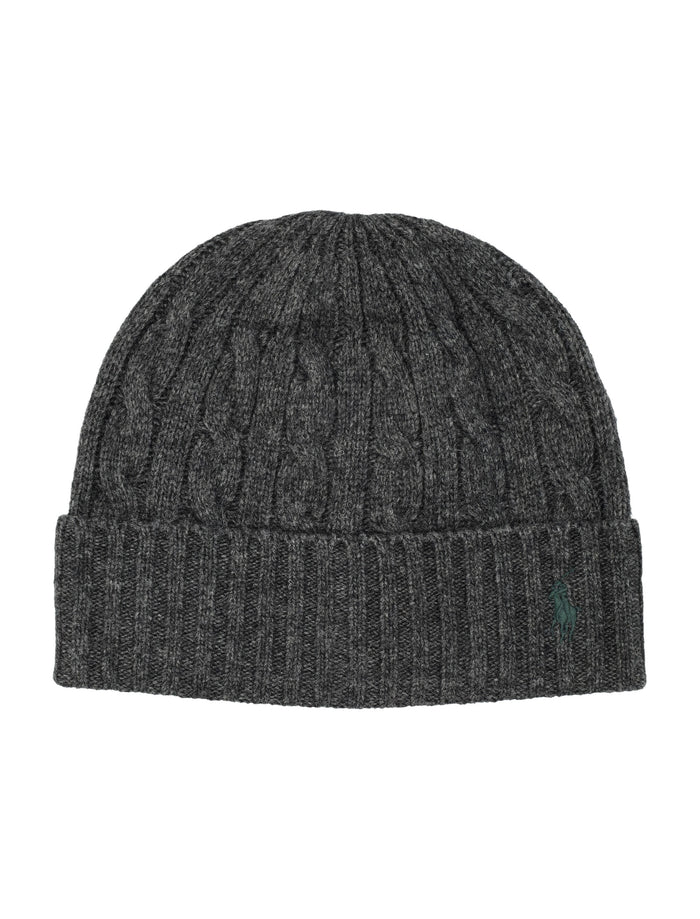 Polo Ralph Lauren Wool-Blend Cable-Knit Beanie Dk Grey Hat
