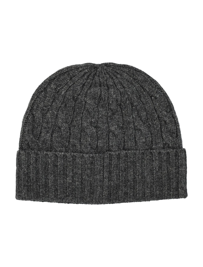 Polo Ralph Lauren Wool-Blend Cable-Knit Beanie Dk Grey Hat