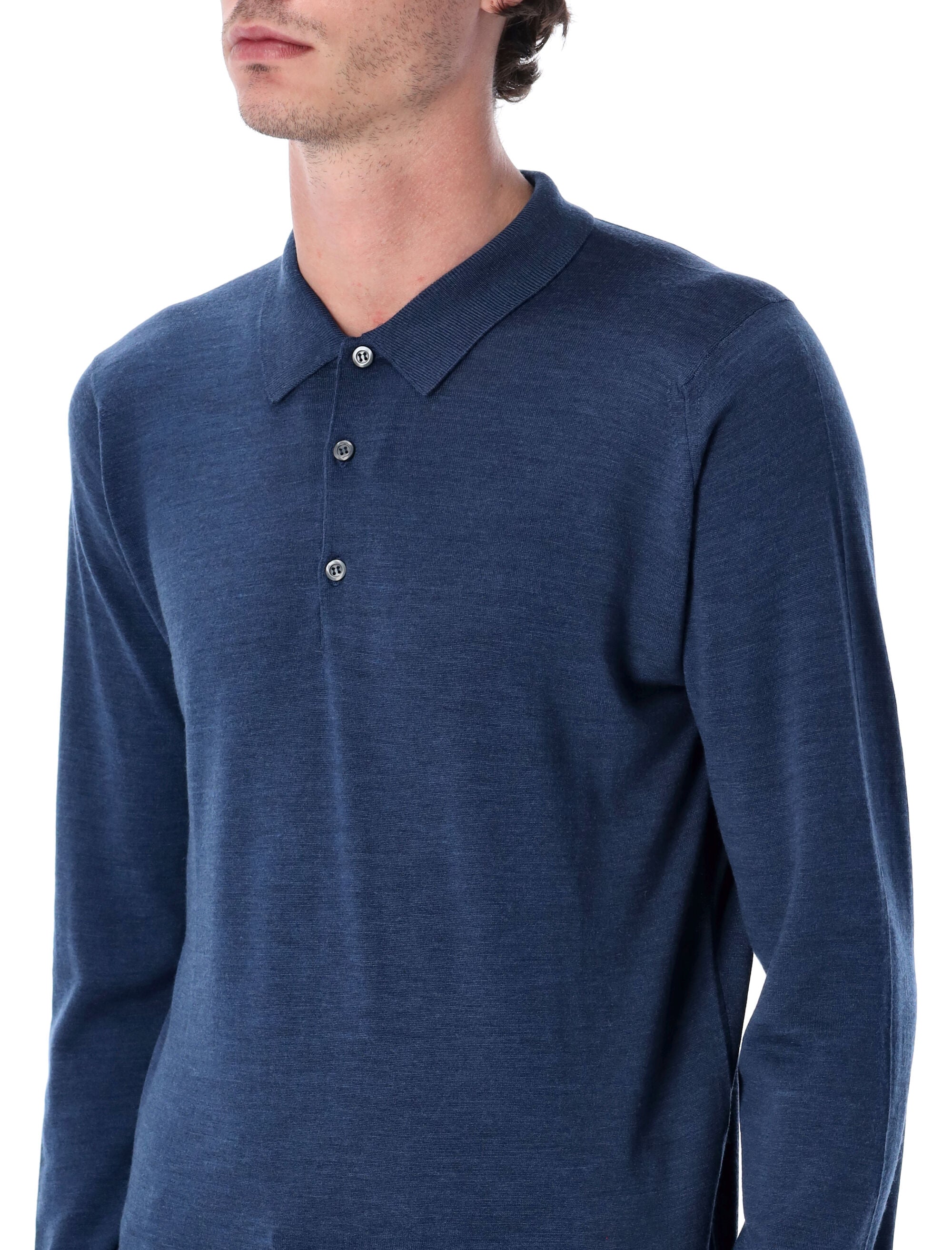 John Smedley Belper extra fine merino wool polo shirt Indigo Merinos Sweater