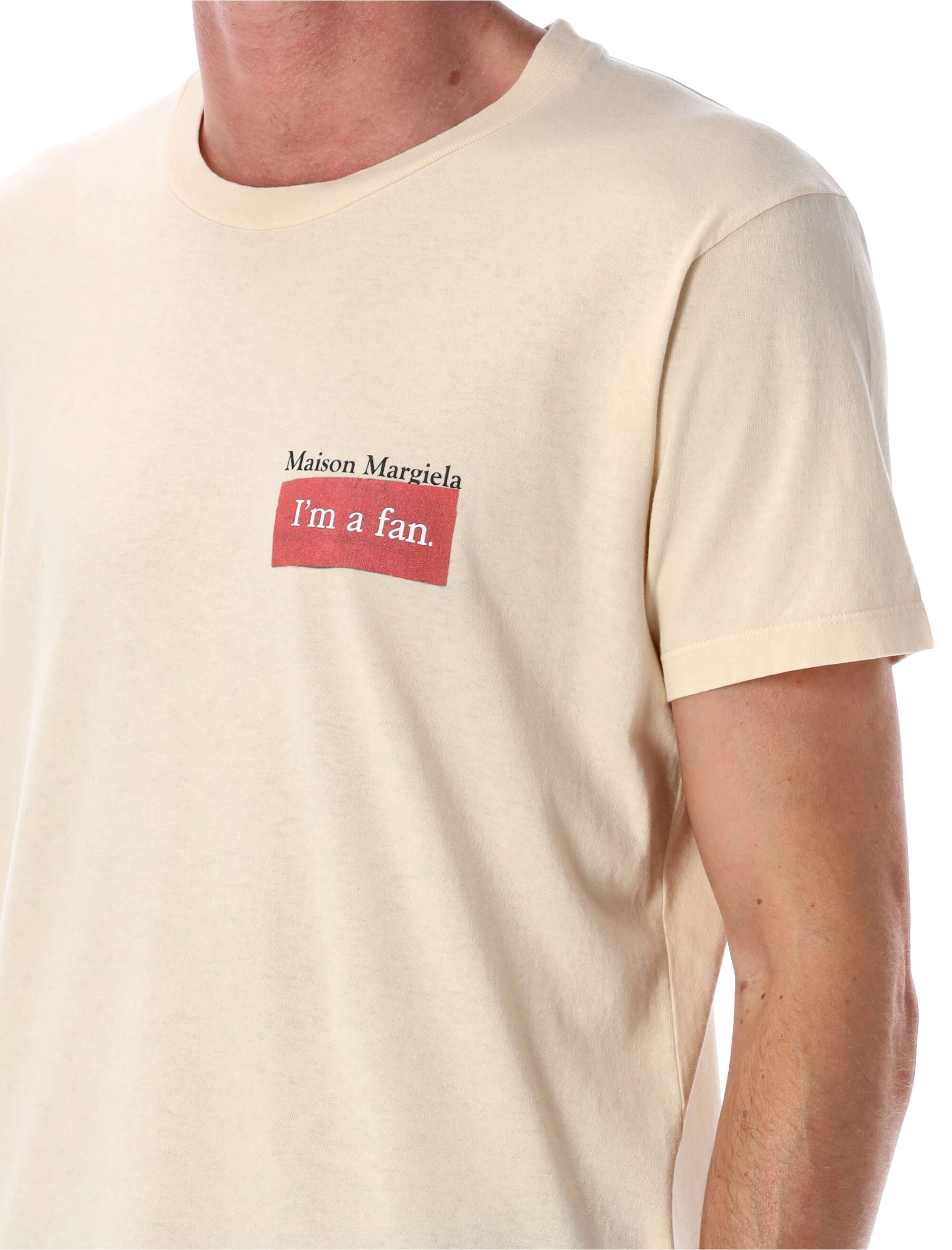 Maison Margiela Overdyed Cotton Im a Fan T-Shirt Natural