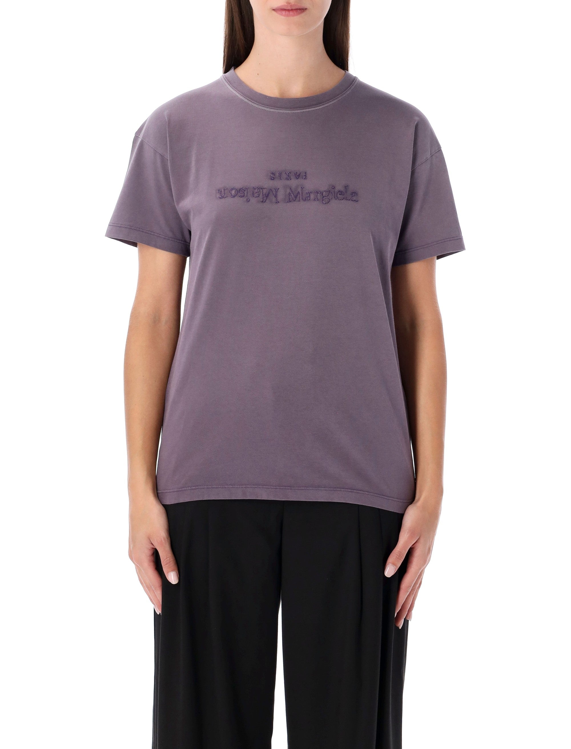 Maison Margiela Reverse Logo Cotton T-Shirt Aubergine