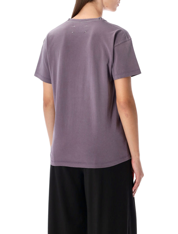 Maison Margiela Reverse Logo Cotton T-Shirt Aubergine