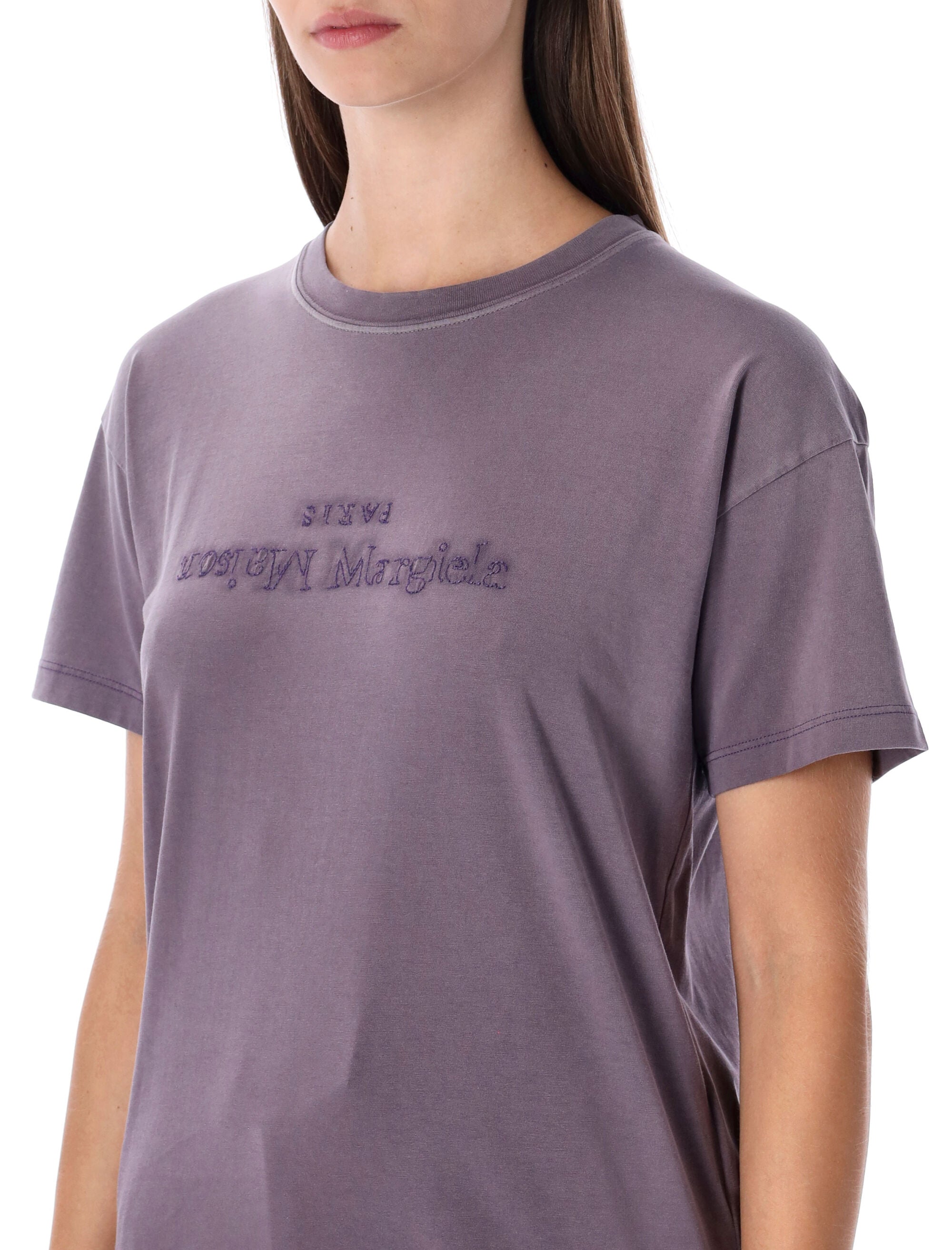 Maison Margiela Reverse Logo Cotton T-Shirt Aubergine