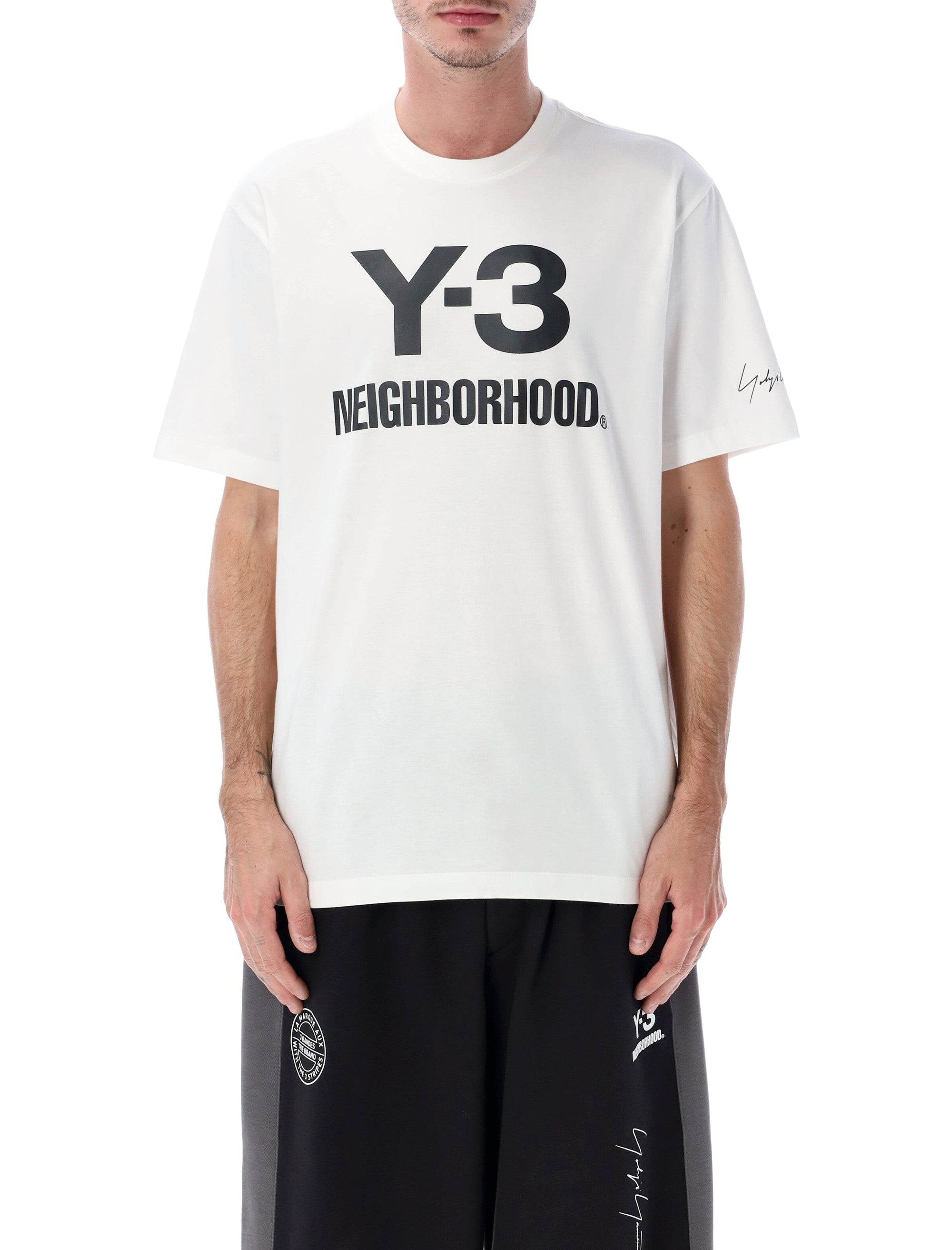 Y-3 NBHD oversized white cotton logo t-shirt Tshirt