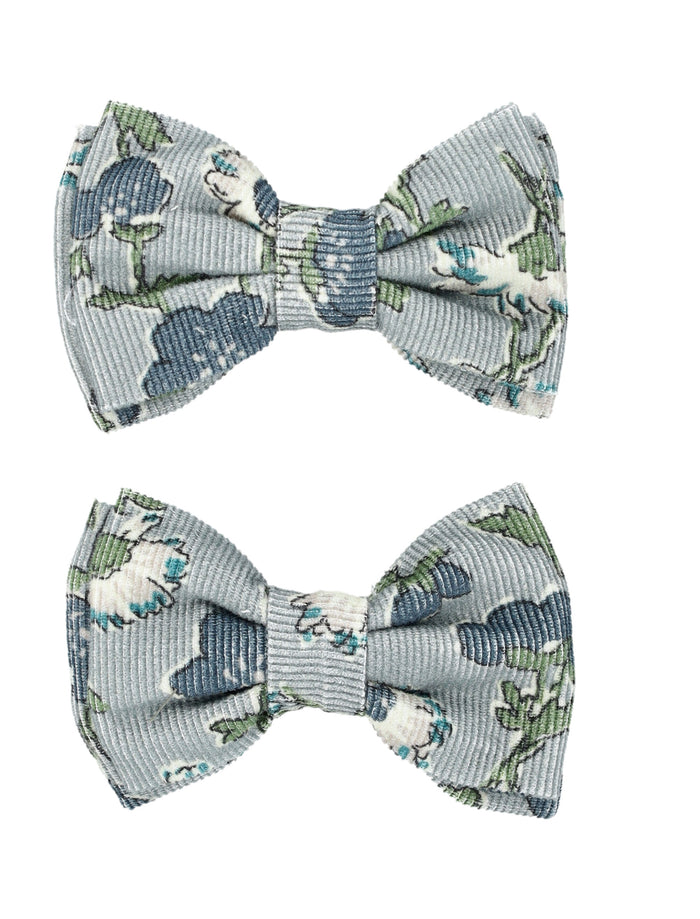 Bonpoint Tutu barrette set in blue liberty organic cotton Verdigris Flower Hair Clip