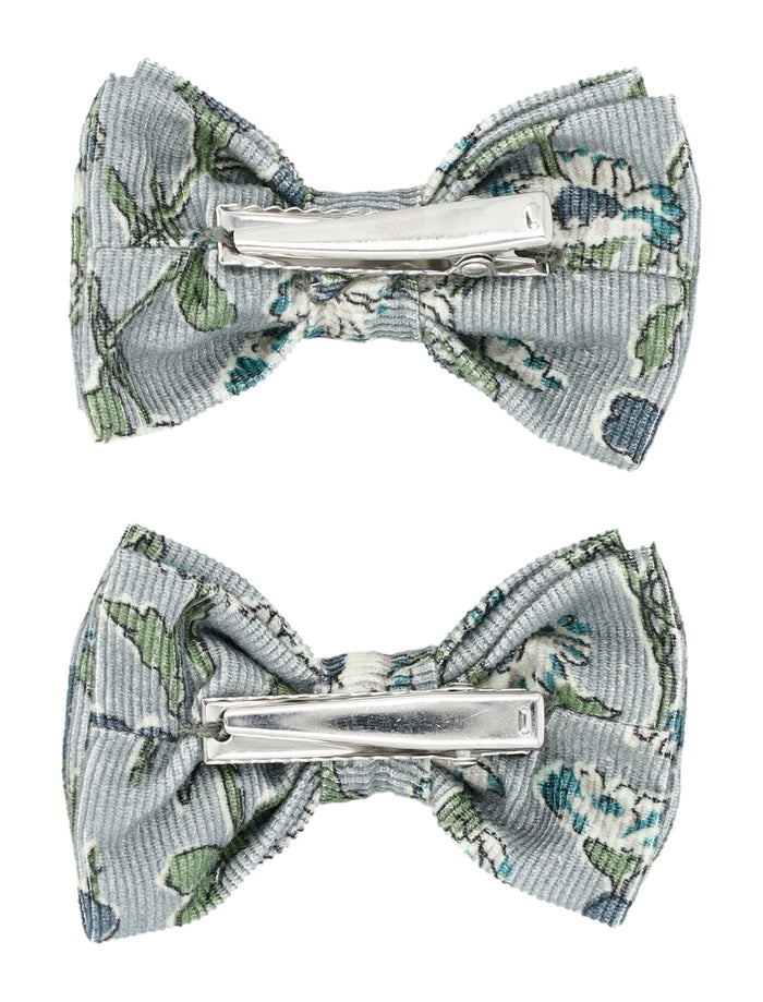Bonpoint Tutu barrette set in blue liberty organic cotton Verdigris Flower Hair Clip