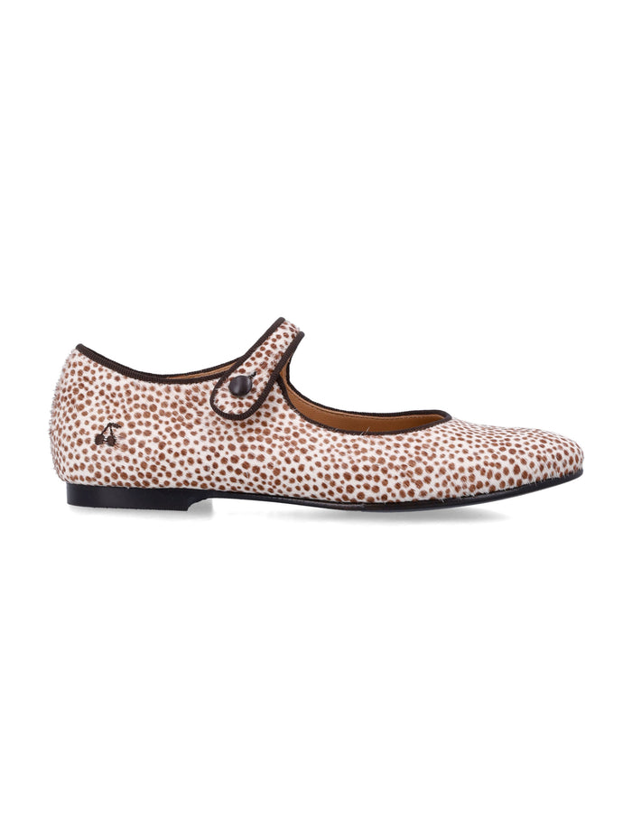 Ella leopard print leather Mary Janes Bonpoint for girl Beige Upper Flat Shoes