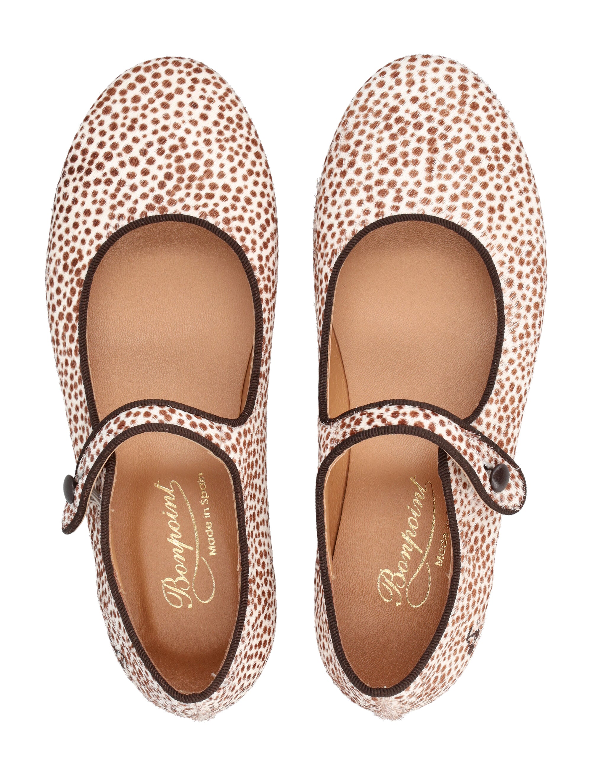 Ella leopard print leather Mary Janes Bonpoint for girl Beige Upper Flat Shoes