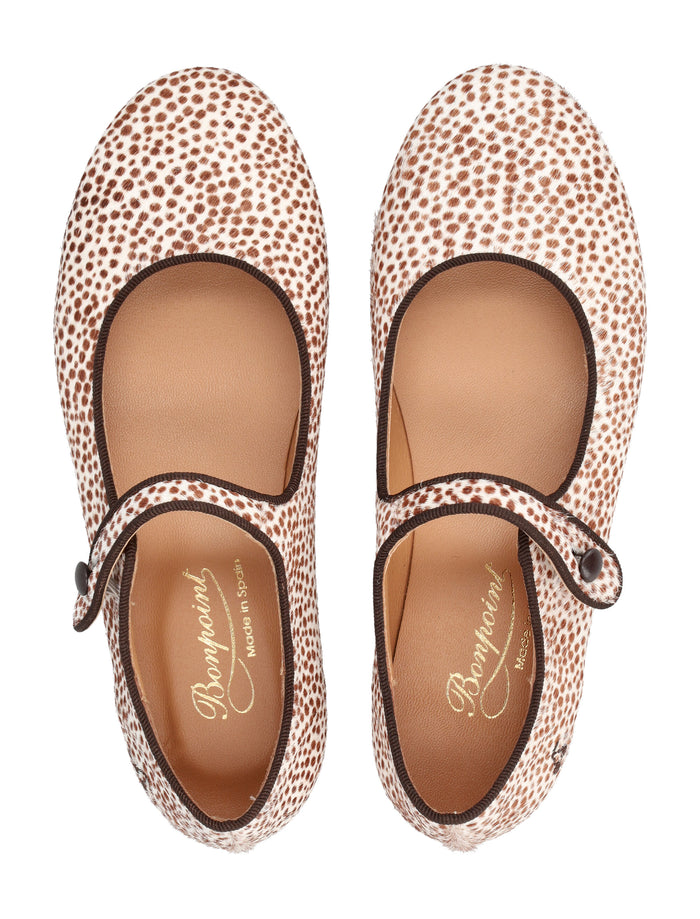 Ella leopard print leather Mary Janes Bonpoint for girl Beige Upper Flat Shoes