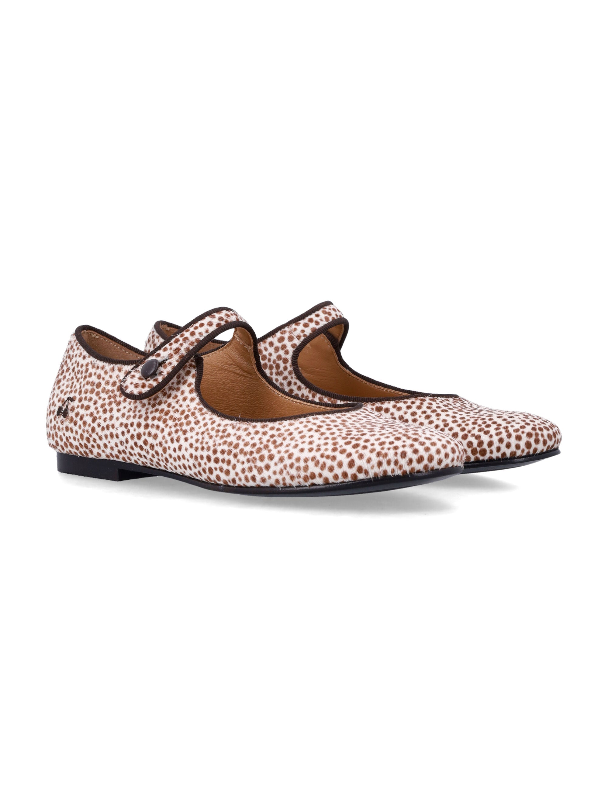 Ella leopard print leather Mary Janes Bonpoint for girl Beige Upper Flat Shoes