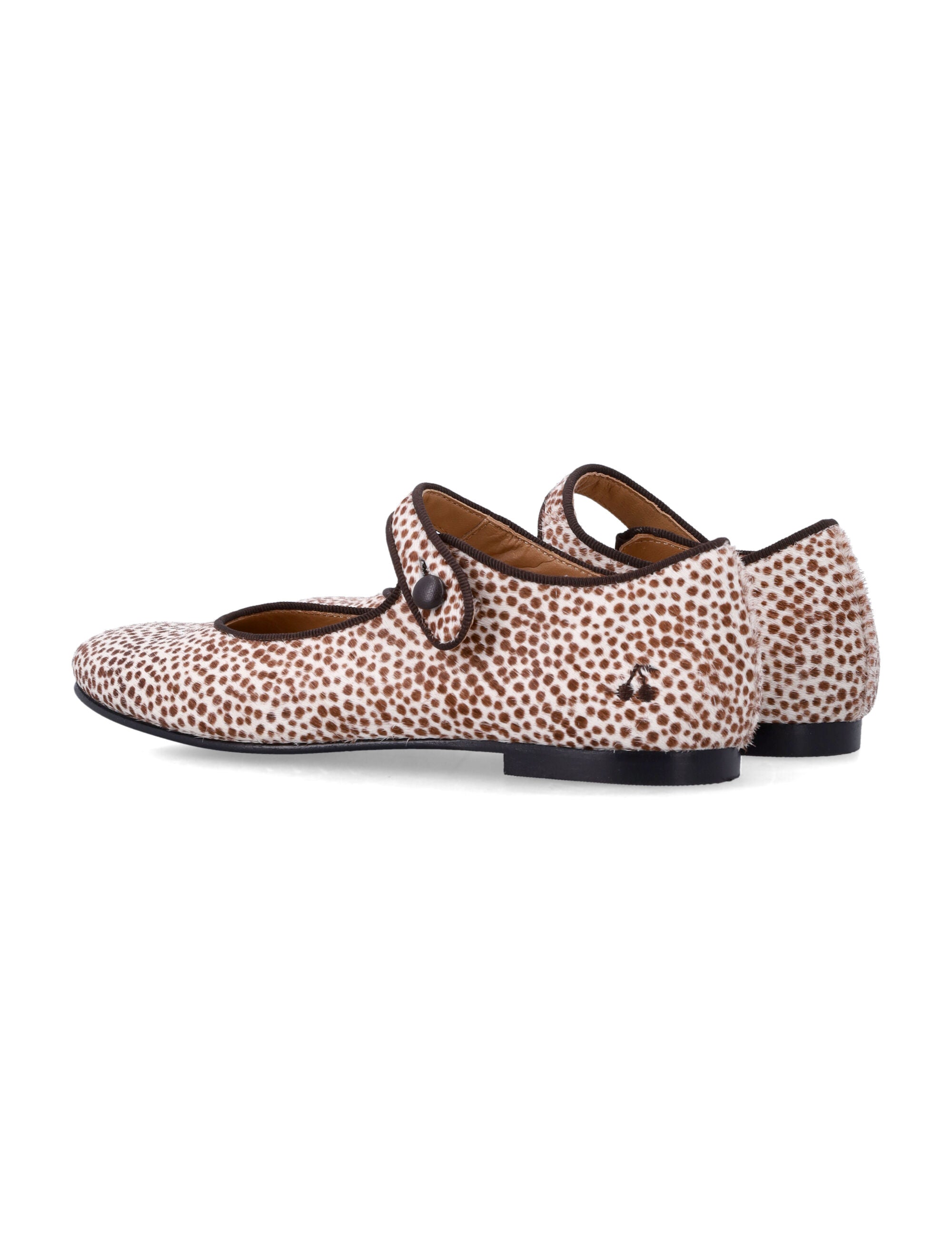Ella leopard print leather Mary Janes Bonpoint for girl Beige Upper Flat Shoes