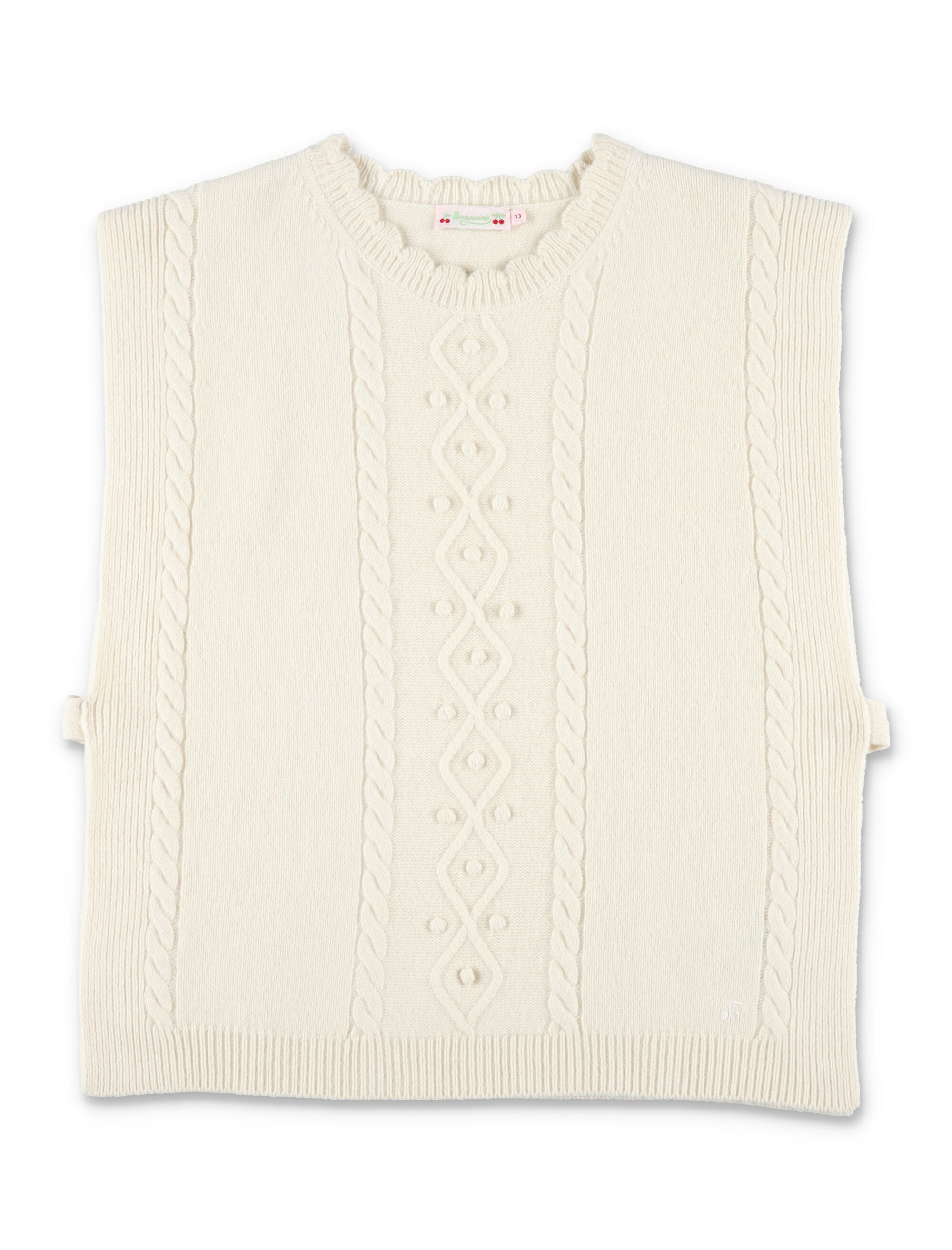 Kid - Bonpoint Javoue Wool Poncho Off-white Vest