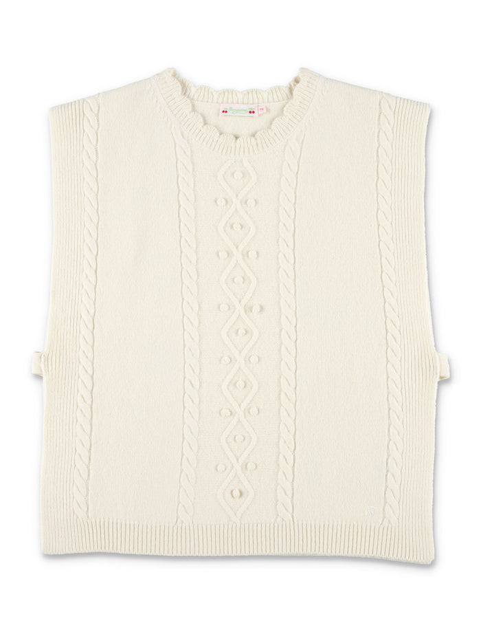Kid - Bonpoint Javoue Wool Poncho Off-white Vest
