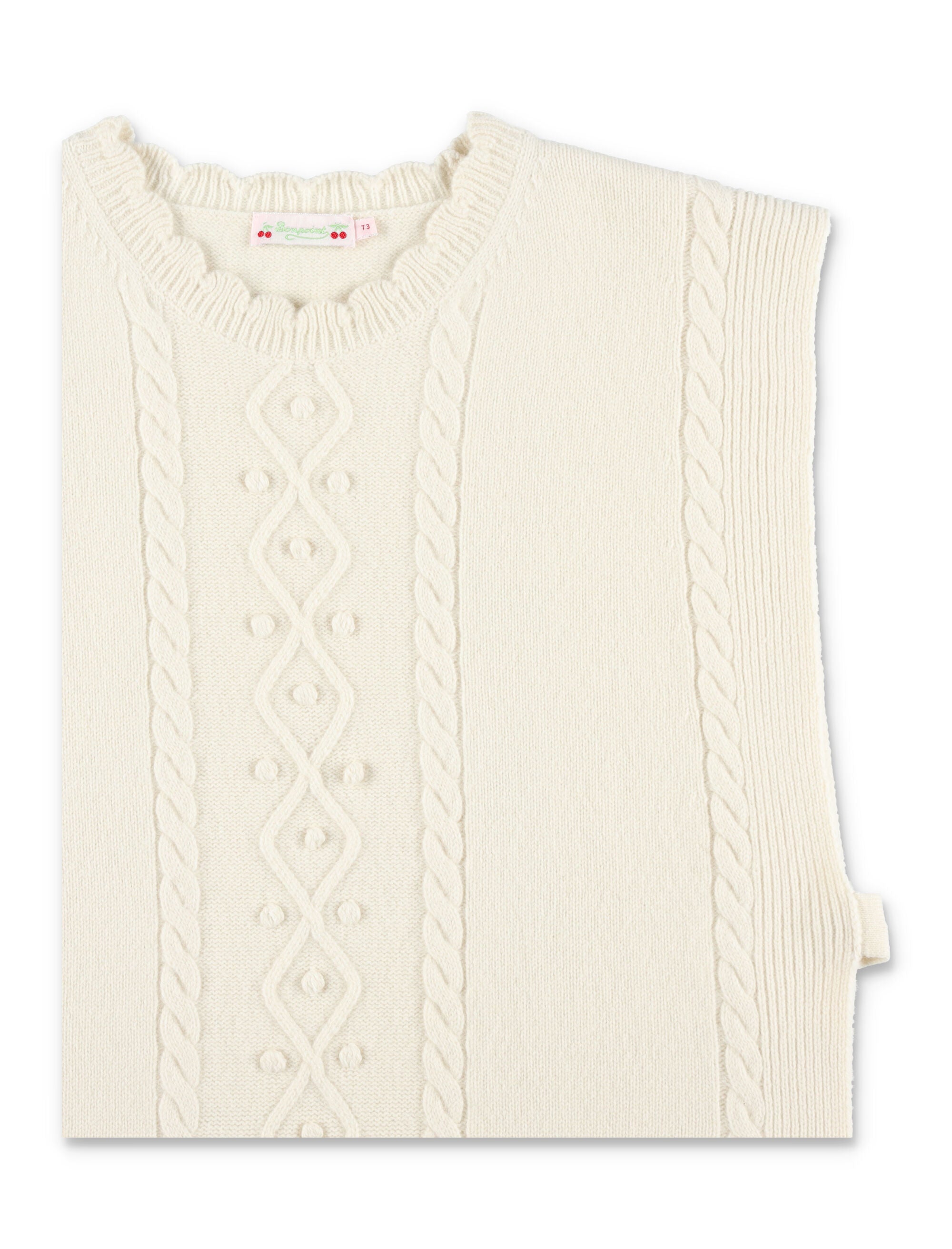 Kid - Bonpoint Javoue Wool Poncho Off-white Vest