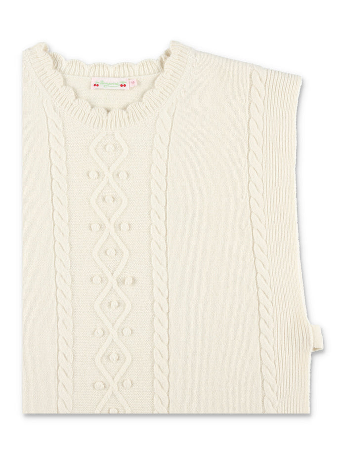 Kid - Bonpoint Javoue Wool Poncho Off-white Vest