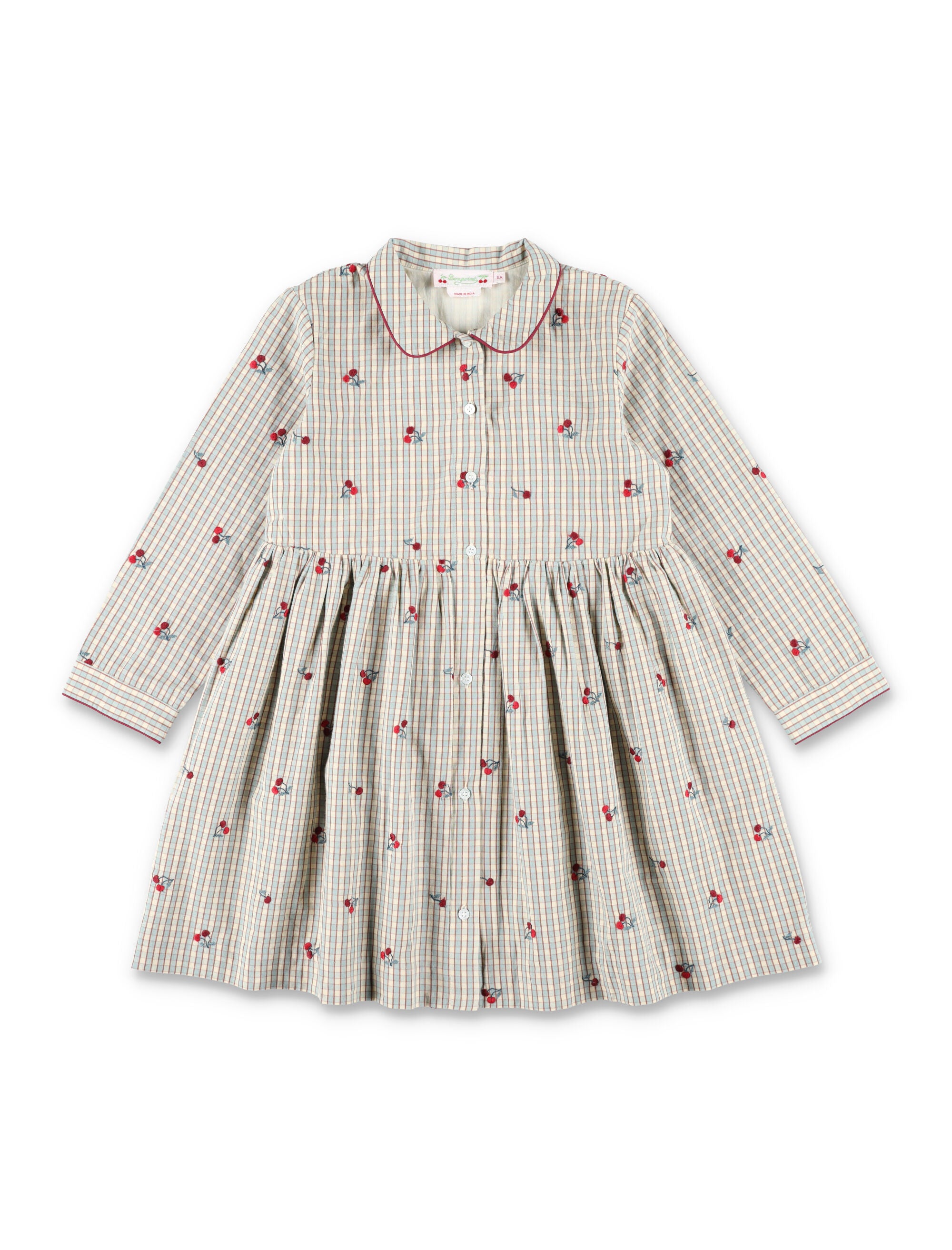 Bonpoint Janessa girls dress with cherry embroidery Multicolor Organic Cotton