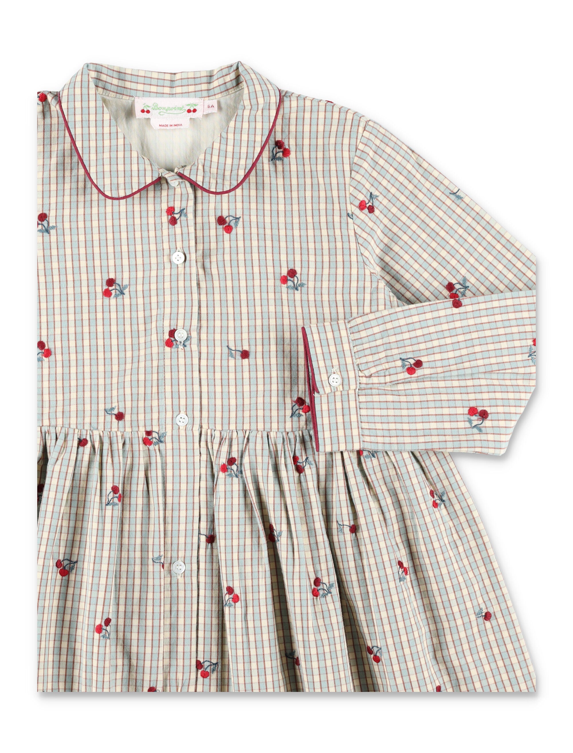 Bonpoint Janessa girls dress with cherry embroidery Multicolor Organic Cotton