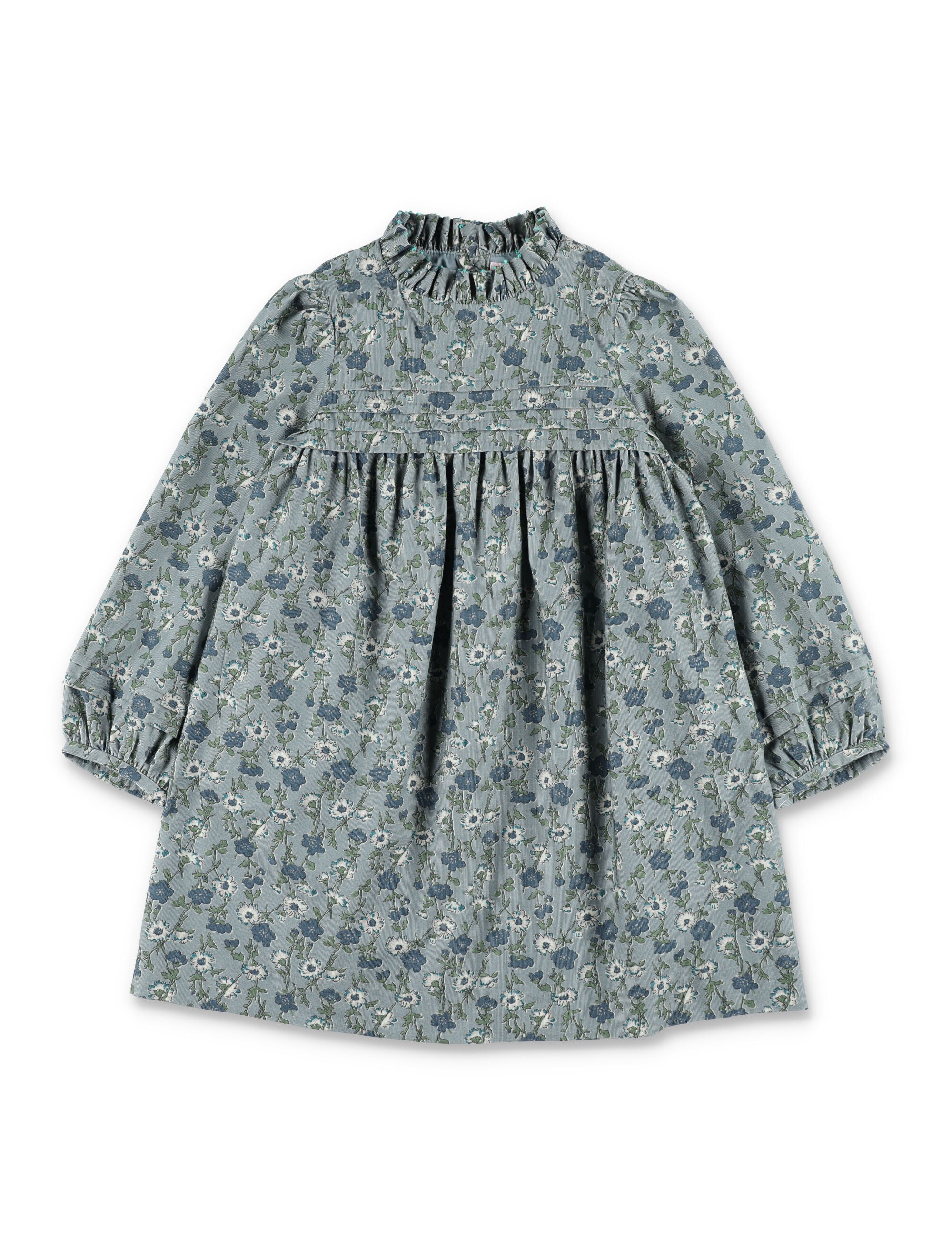 Bonpoint Topaz Girls Liberty Velvet Dress with Embroidered Collar Green Cotton