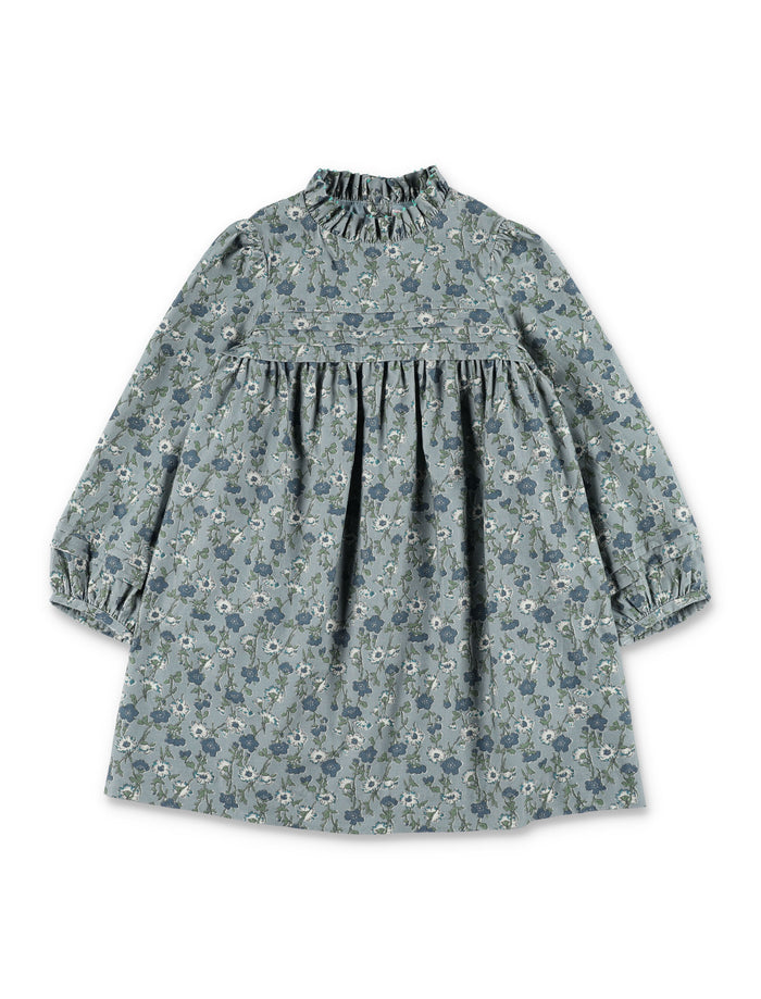 Bonpoint Topaz Girls Liberty Velvet Dress with Embroidered Collar Green Cotton