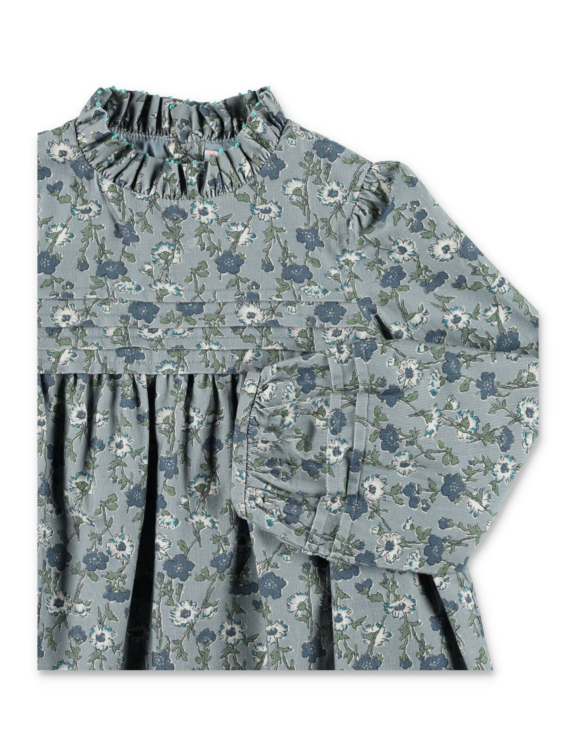 Bonpoint Topaz Girls Liberty Velvet Dress with Embroidered Collar Green Cotton
