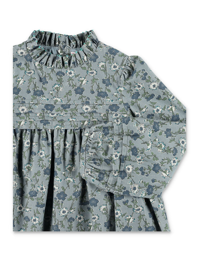 Bonpoint Topaz Girls Liberty Velvet Dress with Embroidered Collar Green Cotton