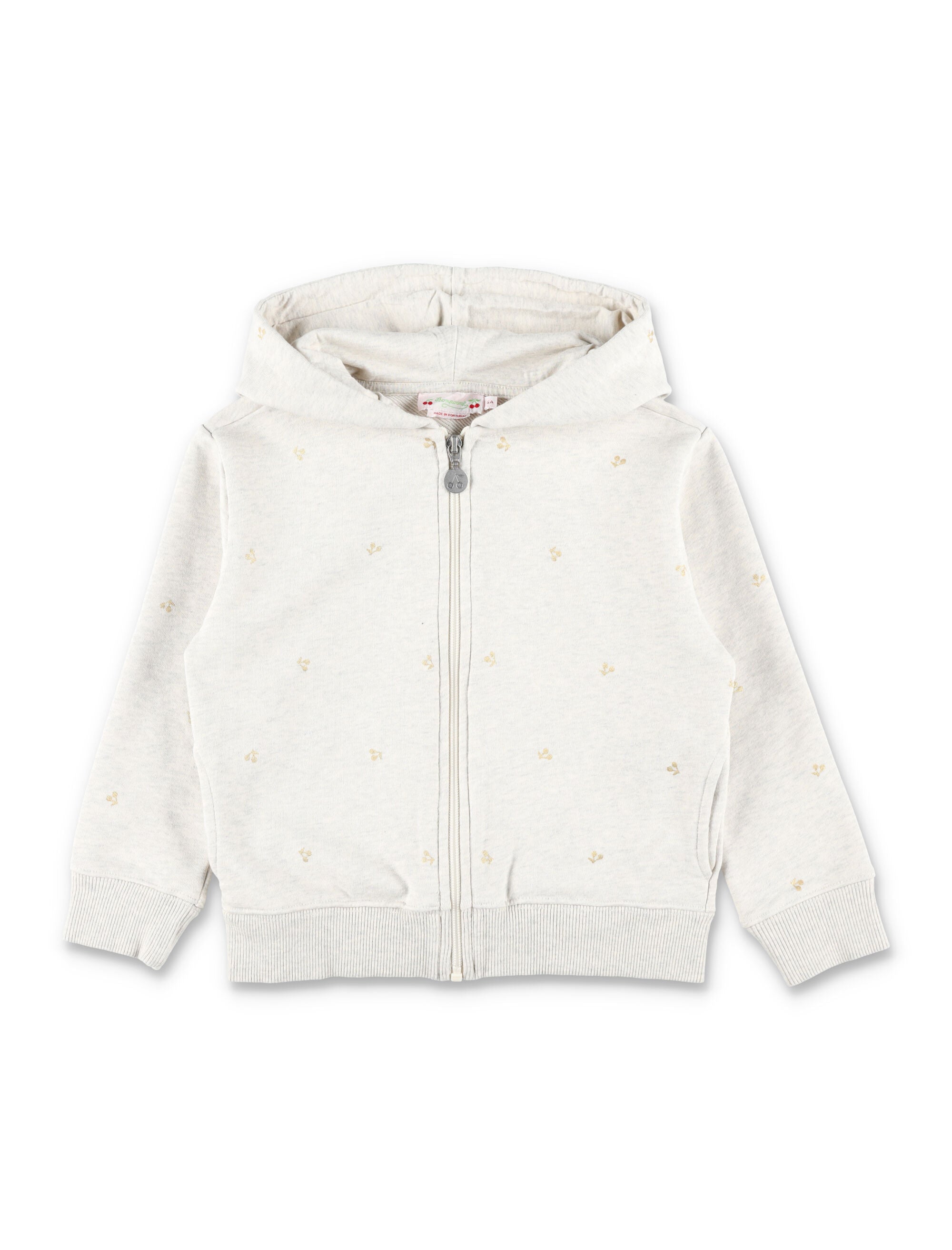 Bonpoint Talent organic cotton girls hoodie with cherry print Beige Sweatshirt