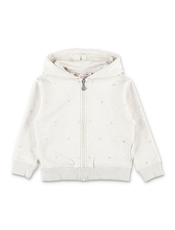 Bonpoint Talent organic cotton girls hoodie with cherry print Beige Sweatshirt