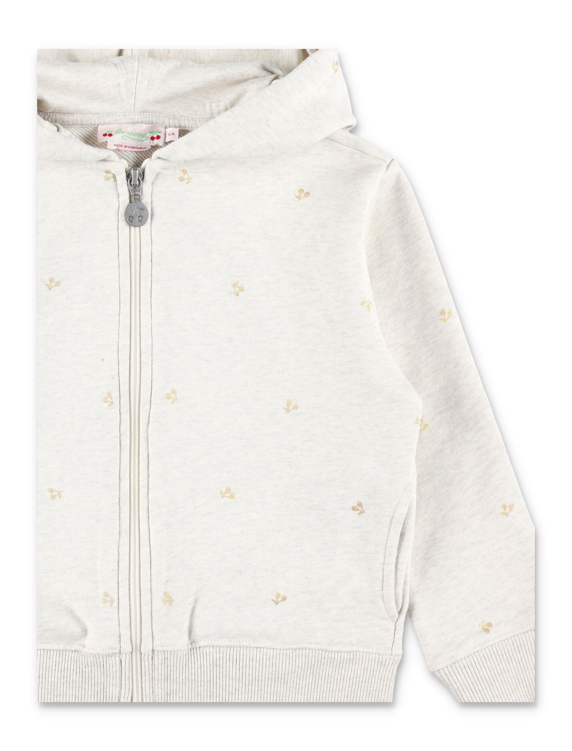Bonpoint Talent organic cotton girls hoodie with cherry print Beige Sweatshirt
