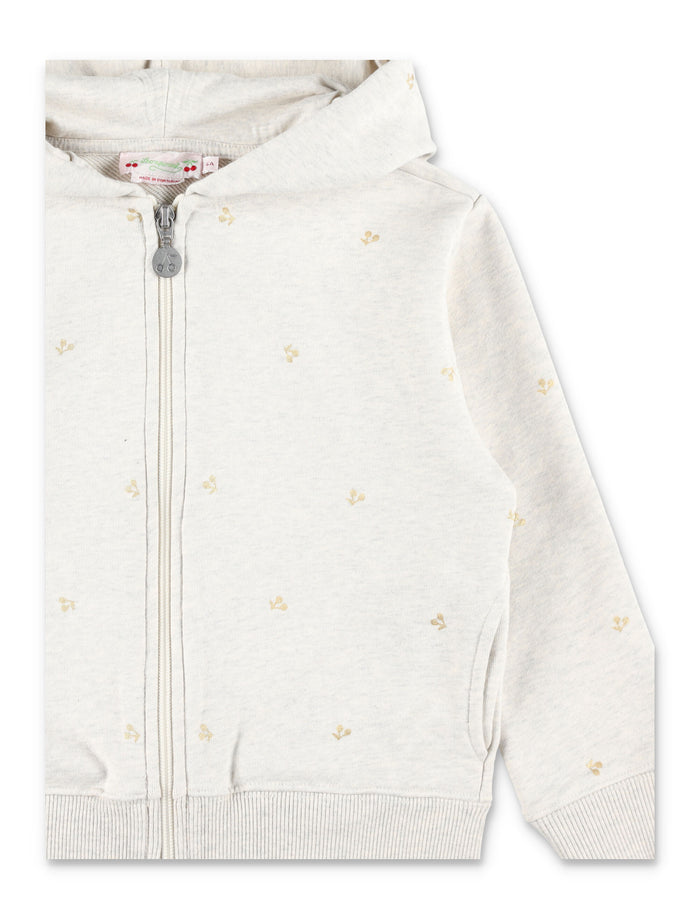 Bonpoint Talent organic cotton girls hoodie with cherry print Beige Sweatshirt