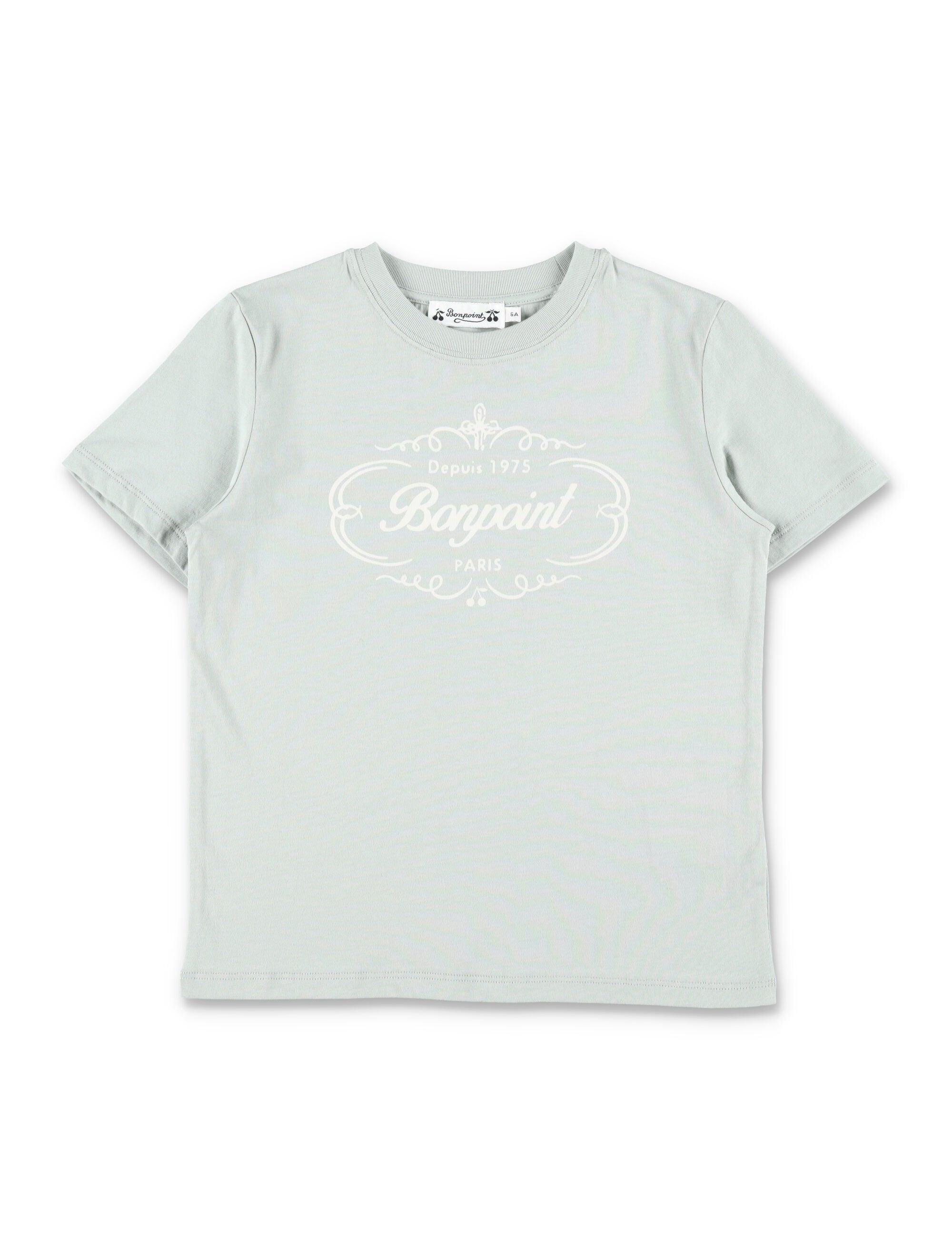 Bonpoint Thibald Boys T-shirt with Heritage Logo Light Green Organic Cotton