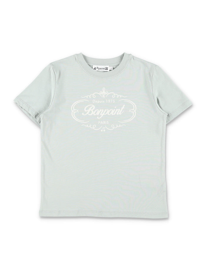 Bonpoint Thibald Boys T-shirt with Heritage Logo Light Green Organic Cotton