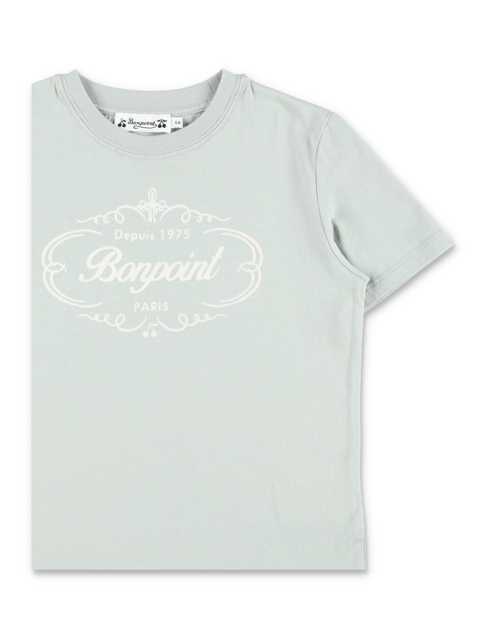 Bonpoint Thibald Boys T-shirt with Heritage Logo Light Green Organic Cotton