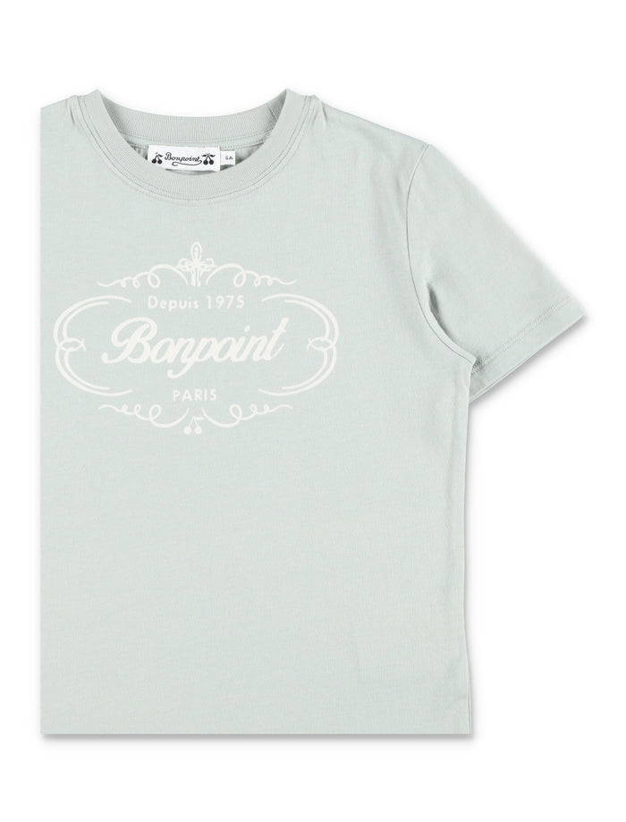 Bonpoint Thibald Boys T-shirt with Heritage Logo Light Green Organic Cotton