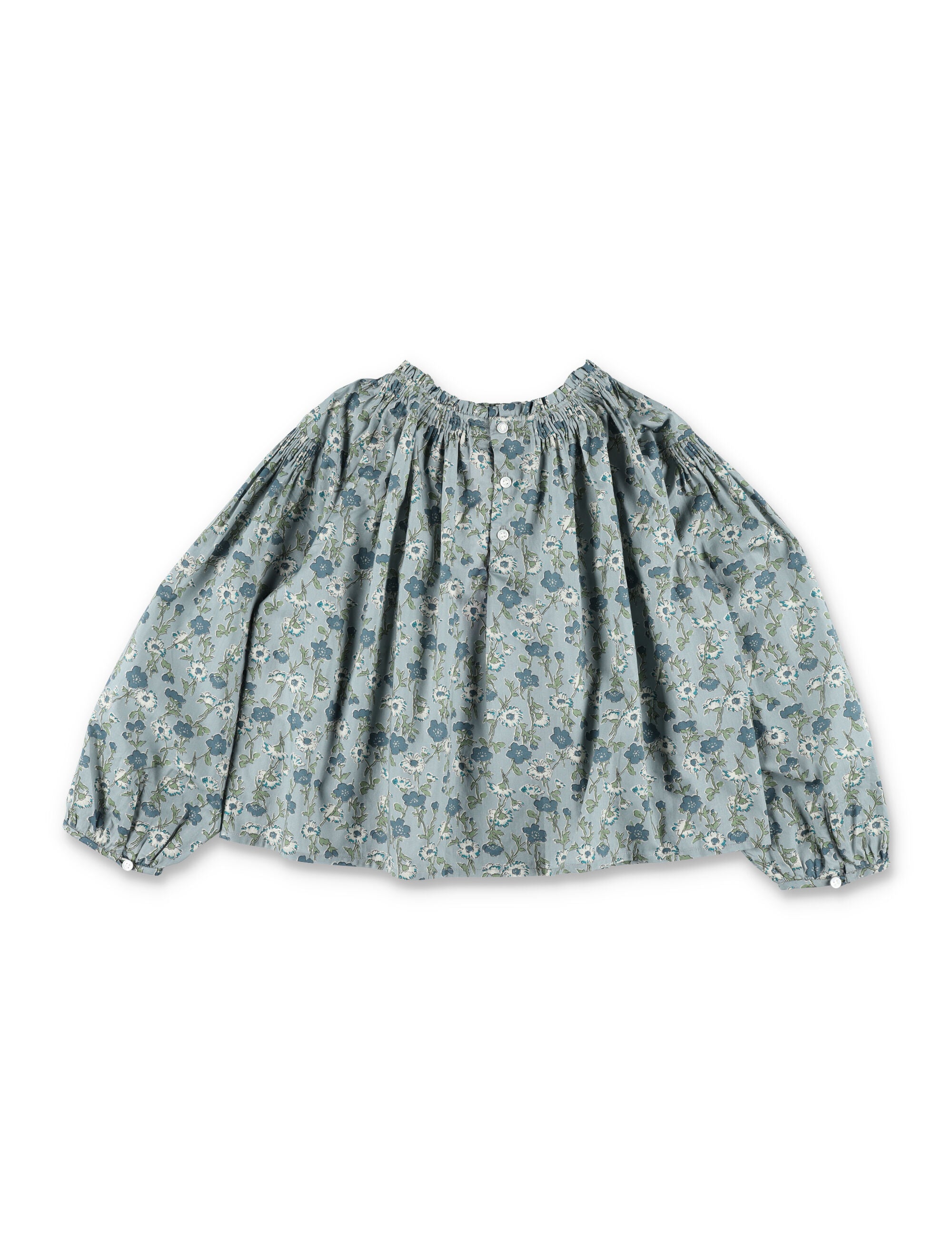 Bonpoint Blandine floral blouse in Liberty cotton L.blue Organic Shirt