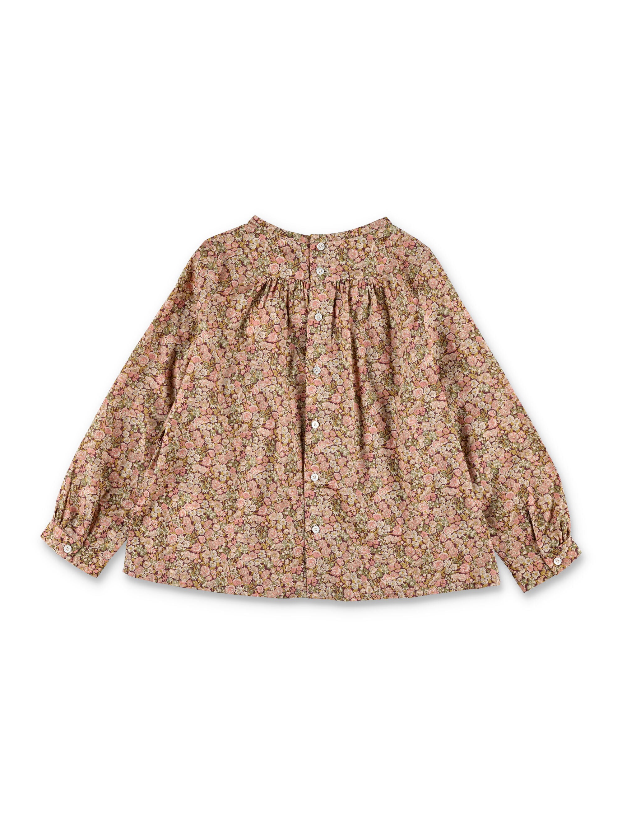 Bonpoint Juliette floral blouse in Liberty cotton with smocked panel Orange Organic Shirt