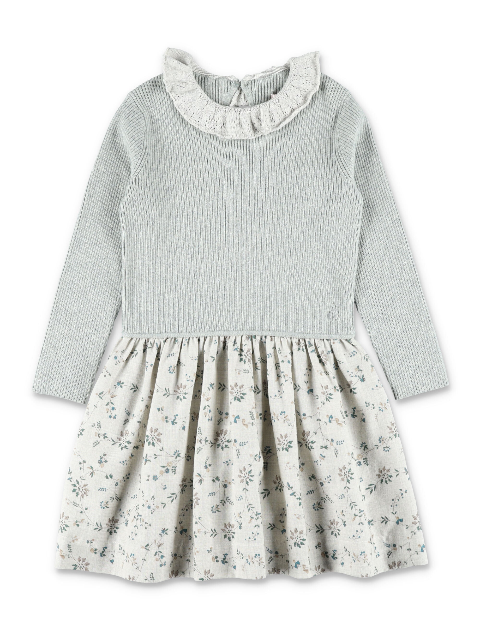 Bonpoint Jourielle girls floral dress in organic cotton and wool Light Green