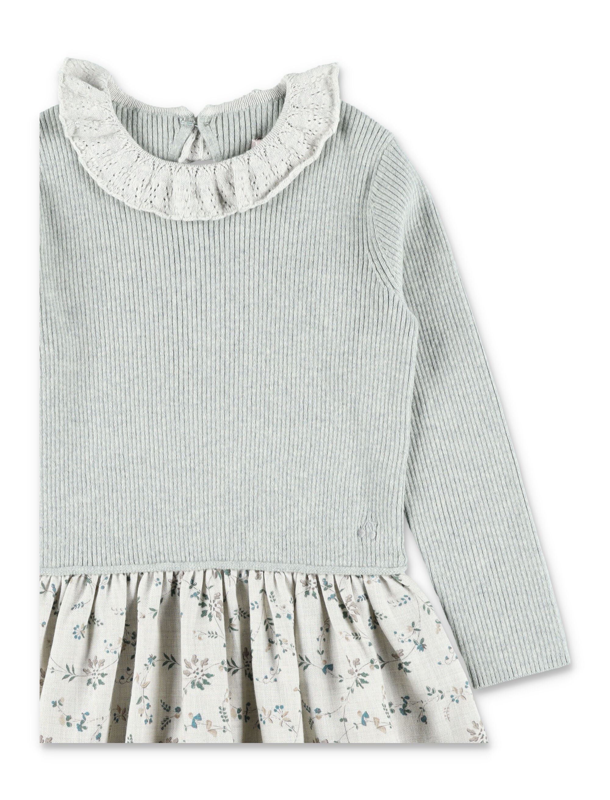 Bonpoint Jourielle girls floral dress in organic cotton and wool Light Green