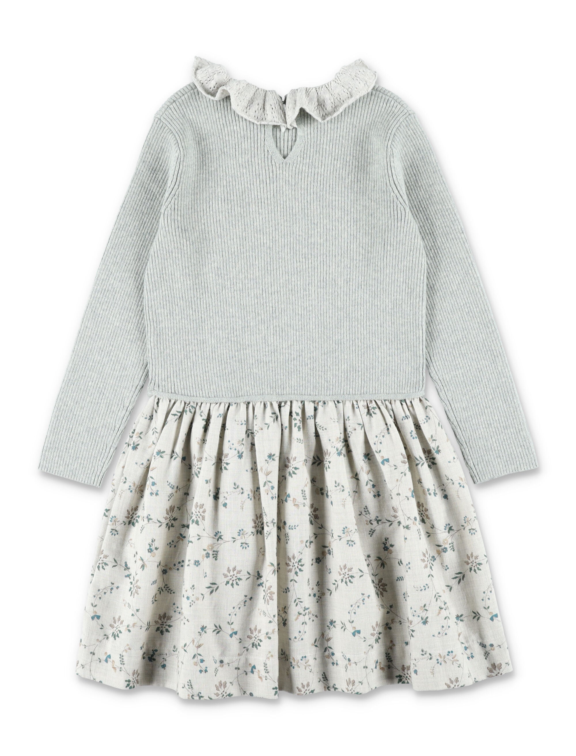 Bonpoint Jourielle girls floral dress in organic cotton and wool Light Green