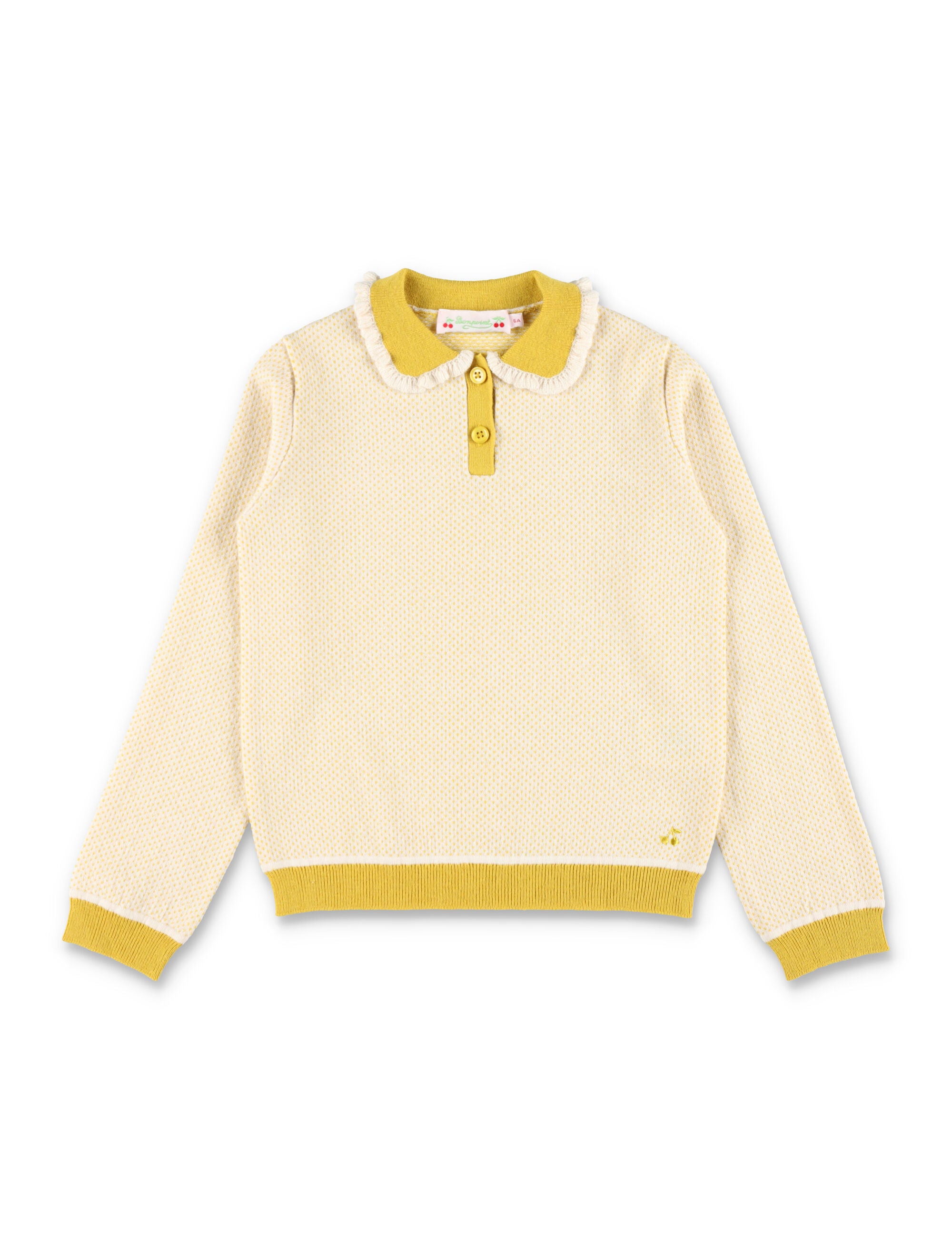 Bonpoint Jrynja Girls Sweater with Gathered Collar Anise Wool