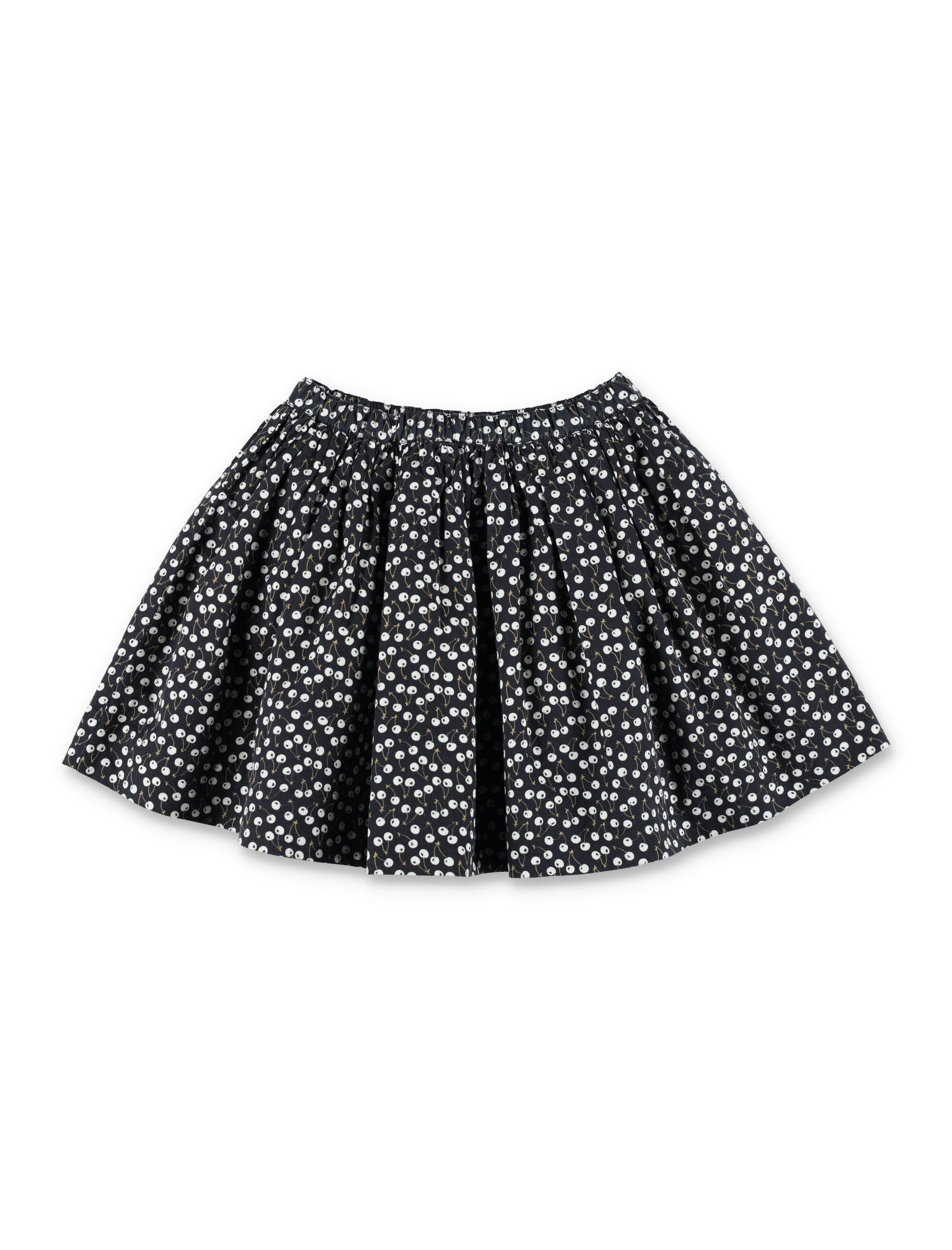 Bonpoint Suzon girls skirt in organic cotton with cherry print Midnight Blue