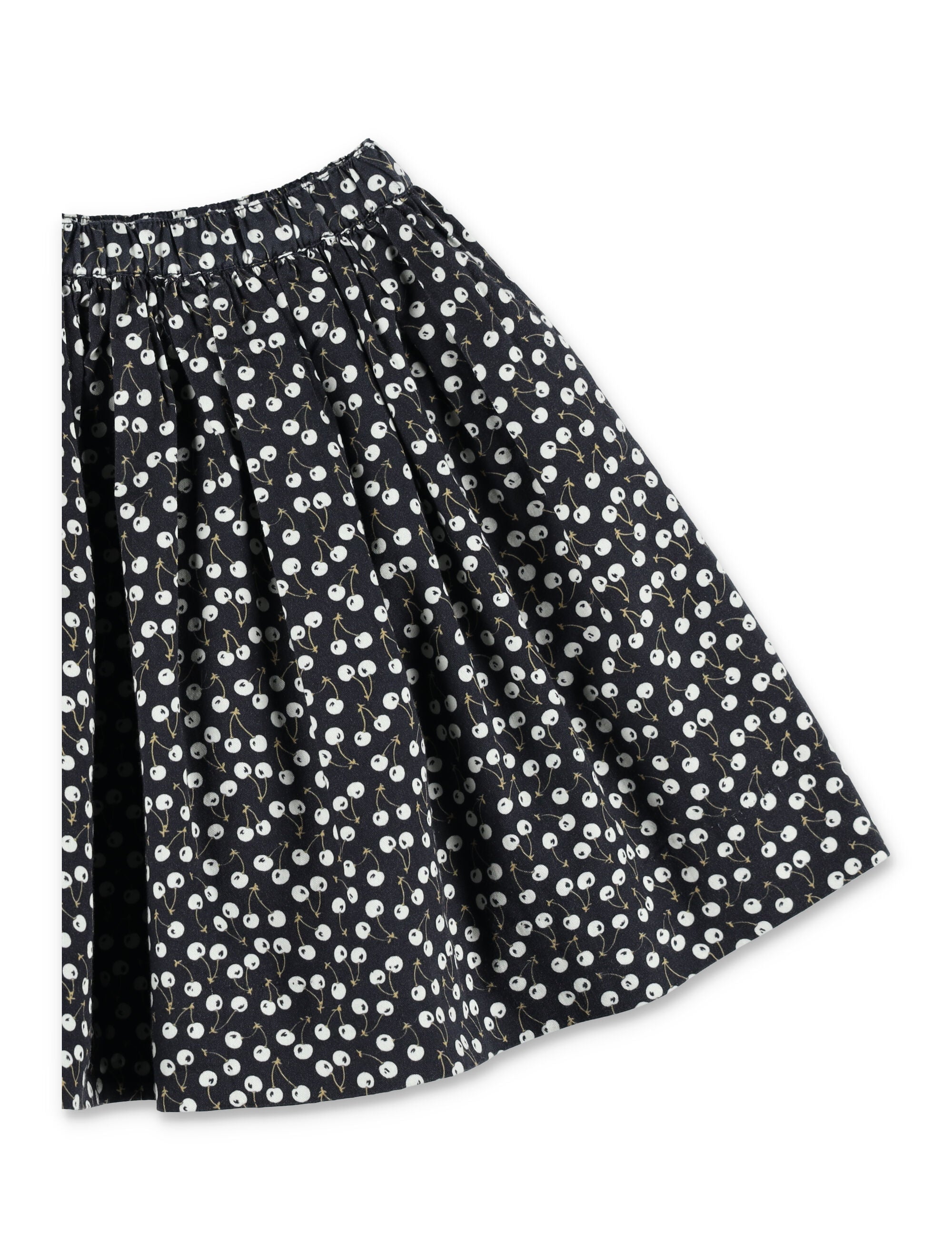 Bonpoint Suzon girls skirt in organic cotton with cherry print Midnight Blue