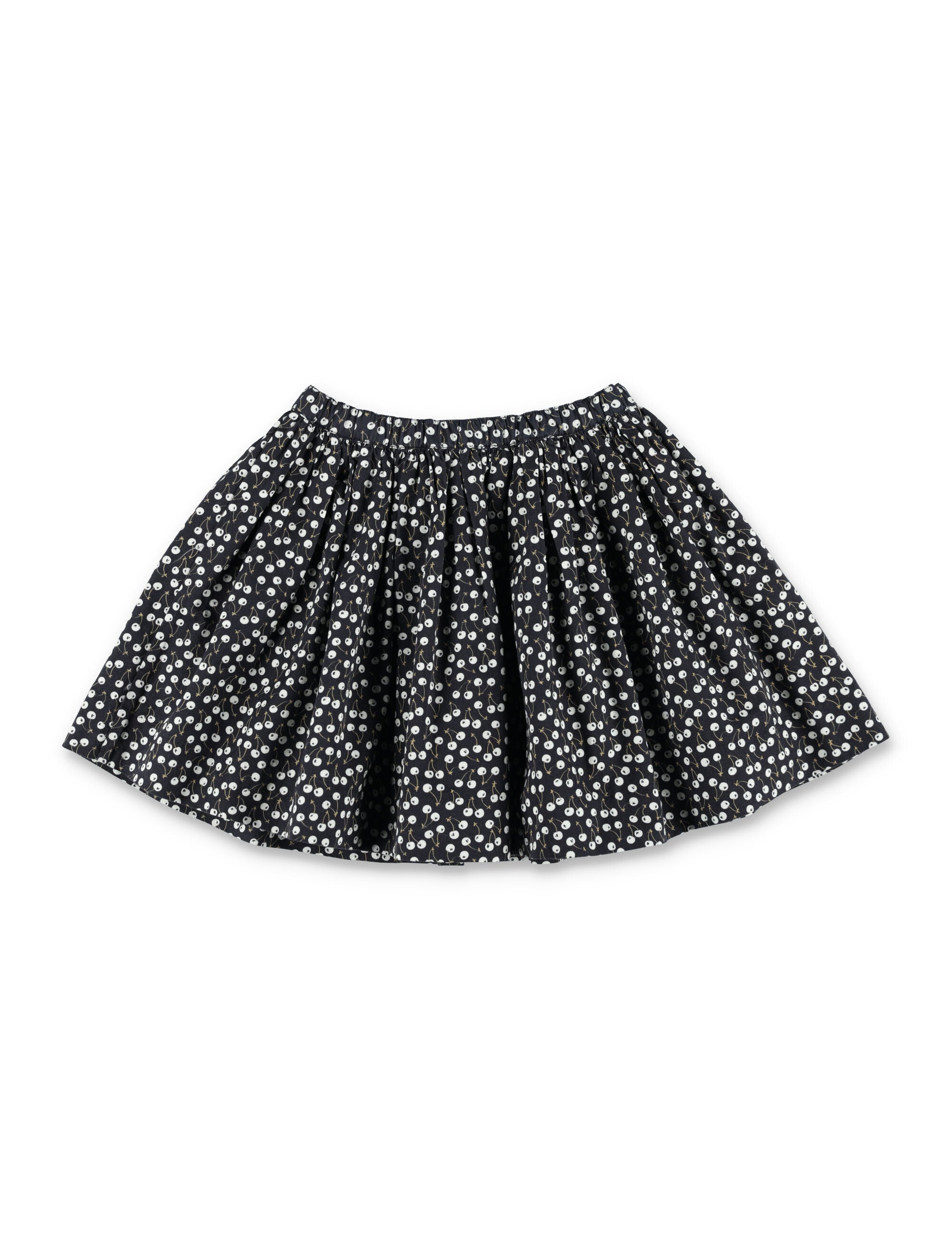 Bonpoint Suzon girls skirt in organic cotton with cherry print Midnight Blue