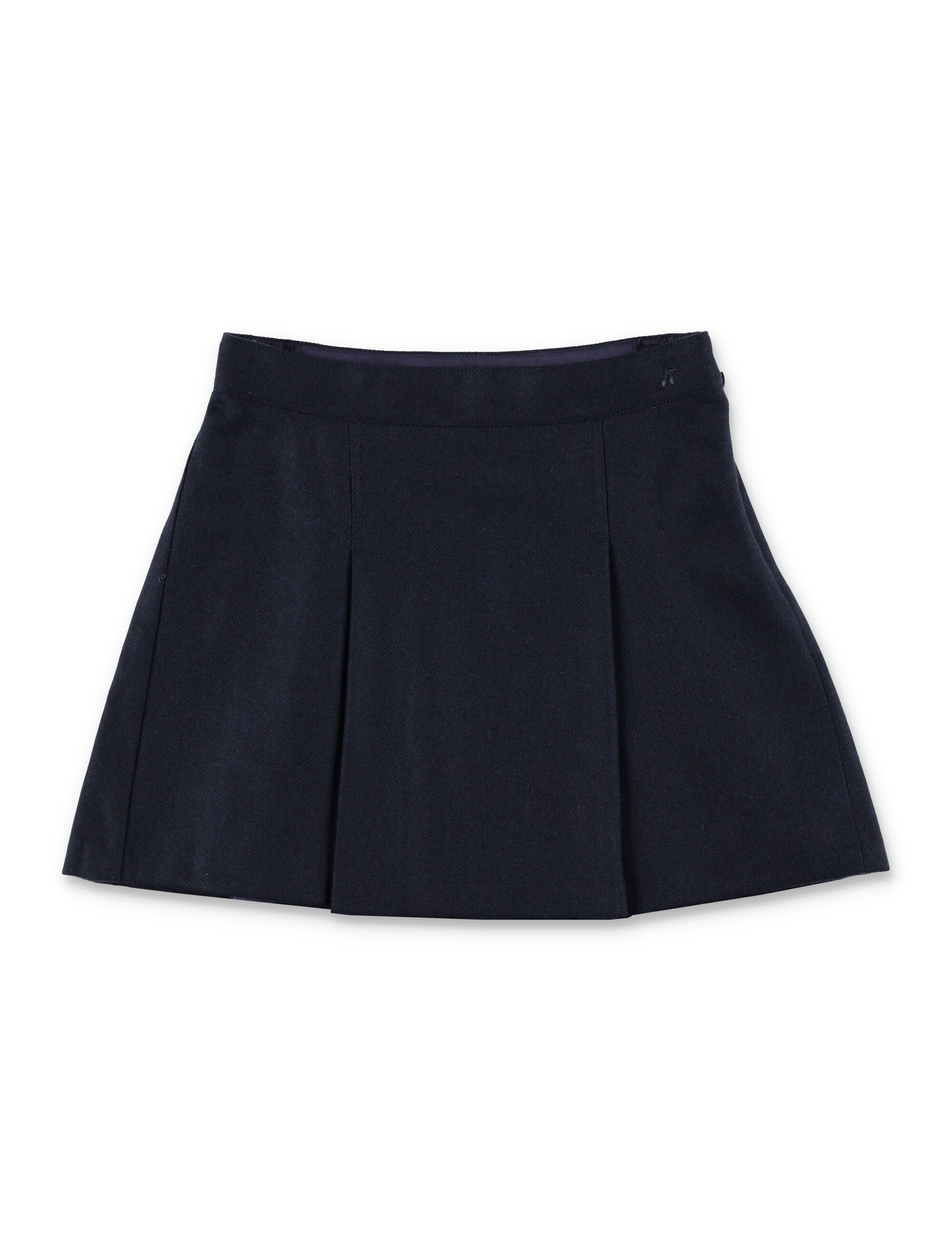 Bonpoint Girl – Jolène Flat Pleated Wool Trapeze Skirt Blue Recycled
