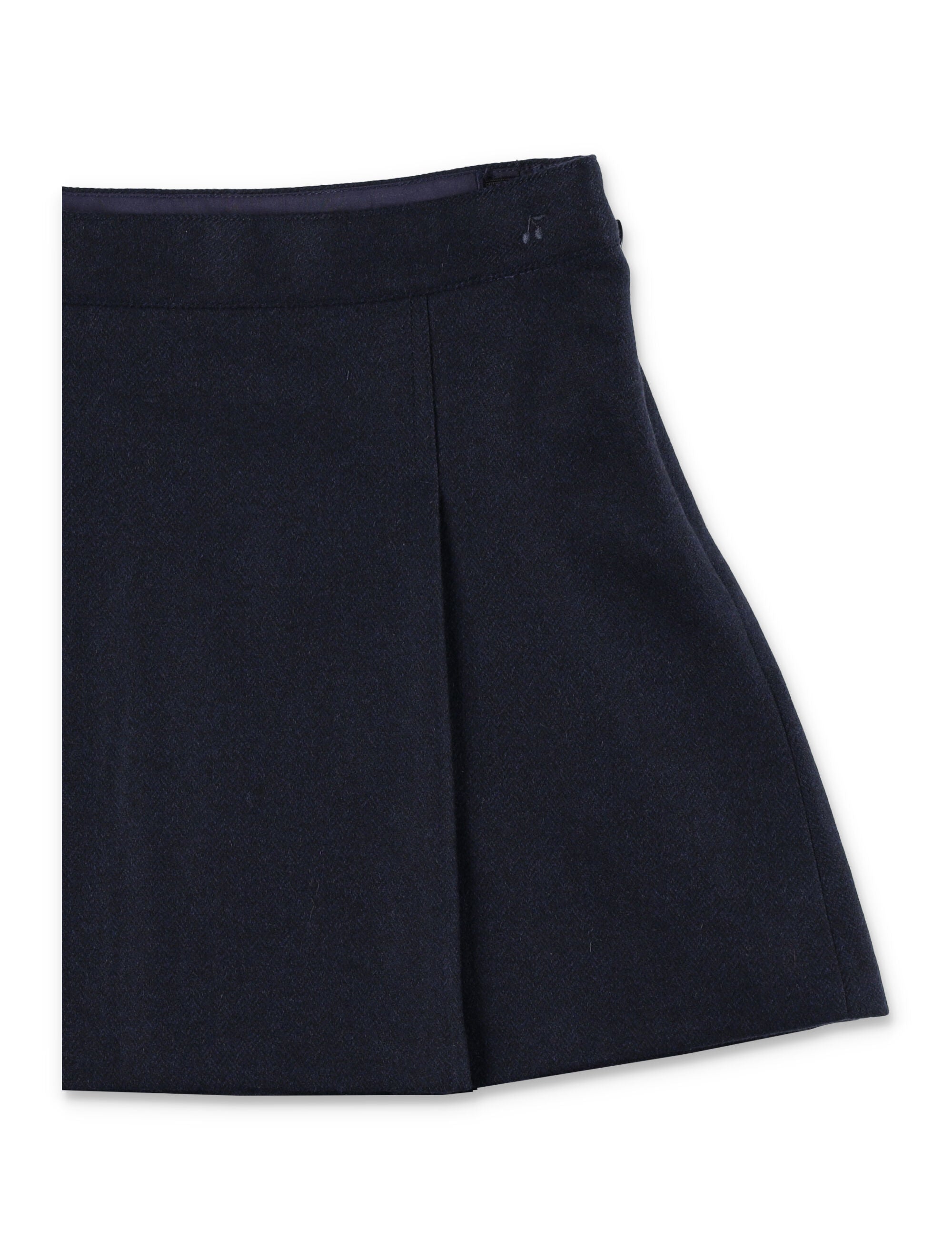 Bonpoint Girl – Jolène Flat Pleated Wool Trapeze Skirt Blue Recycled