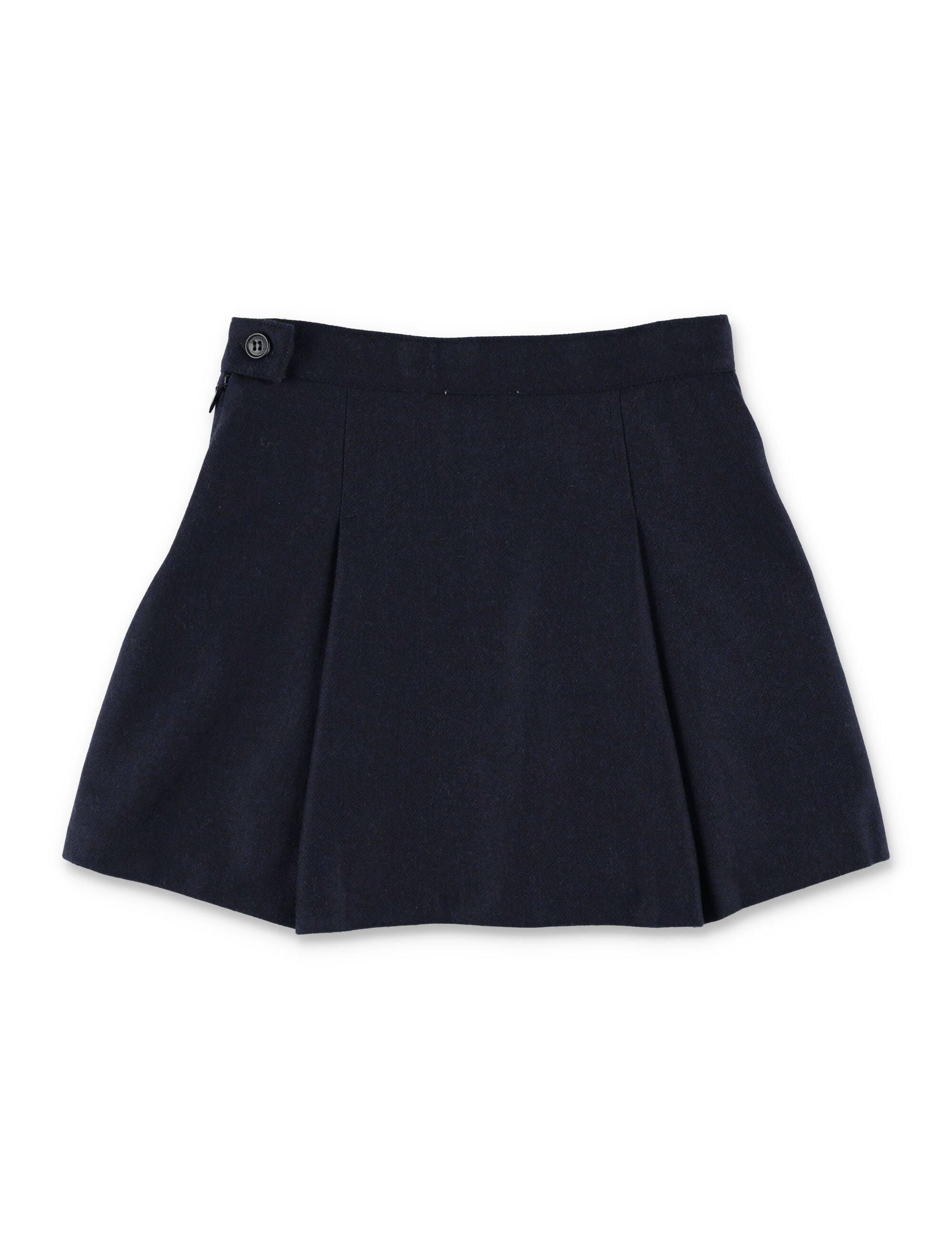 Bonpoint Girl – Jolène Flat Pleated Wool Trapeze Skirt Blue Recycled