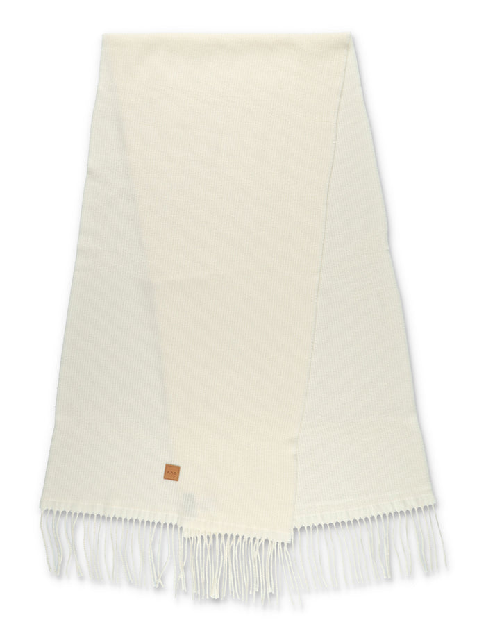 A.P.C. Aria Wool Scarf with Logo Ecru Virgin