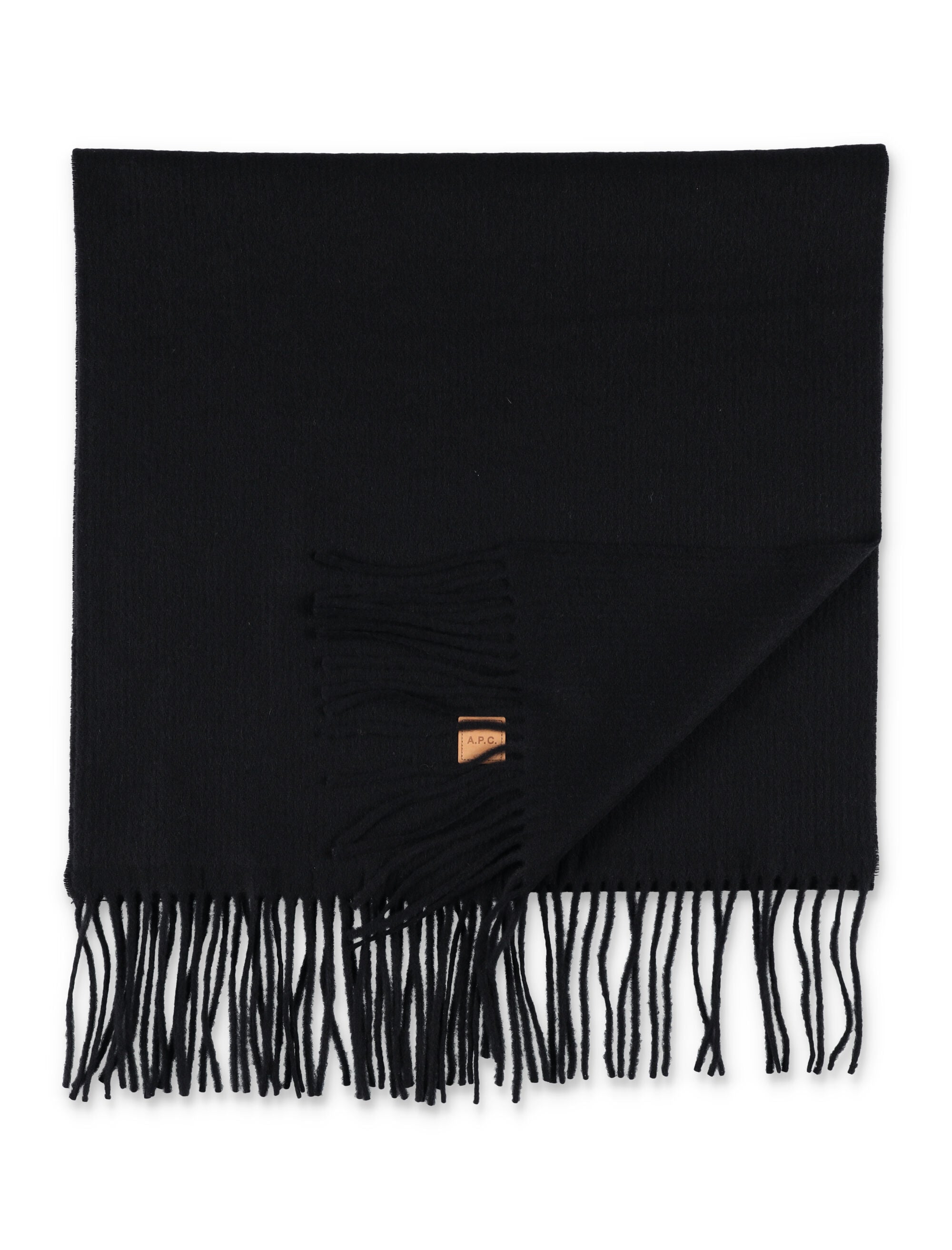 A.P.C. Aria Wool Scarf with Logo Black Virgin