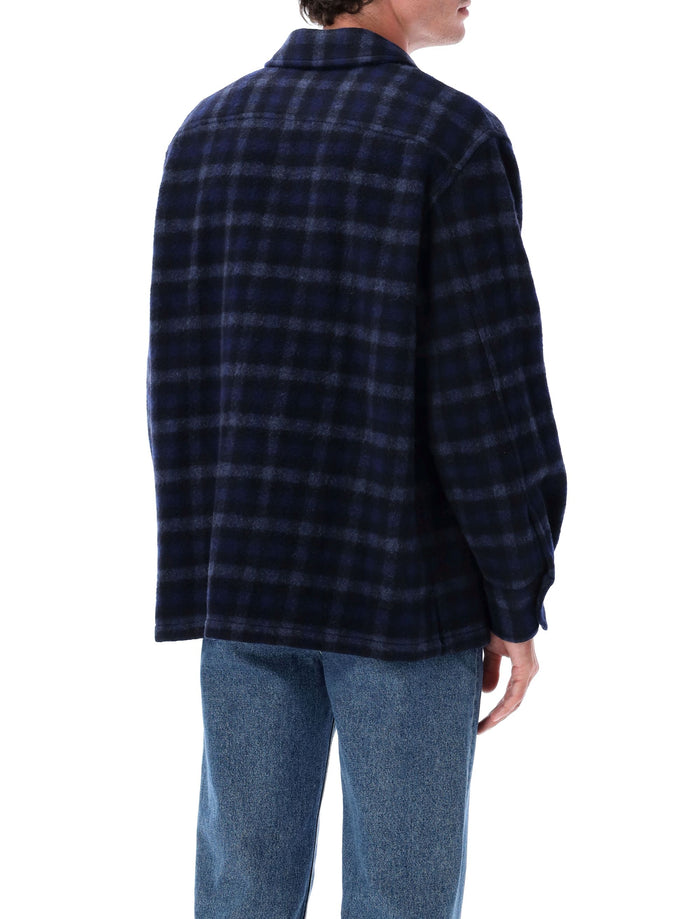 A.p.c. Stanley Checked Wool Overshirt Dark Navy Jacket