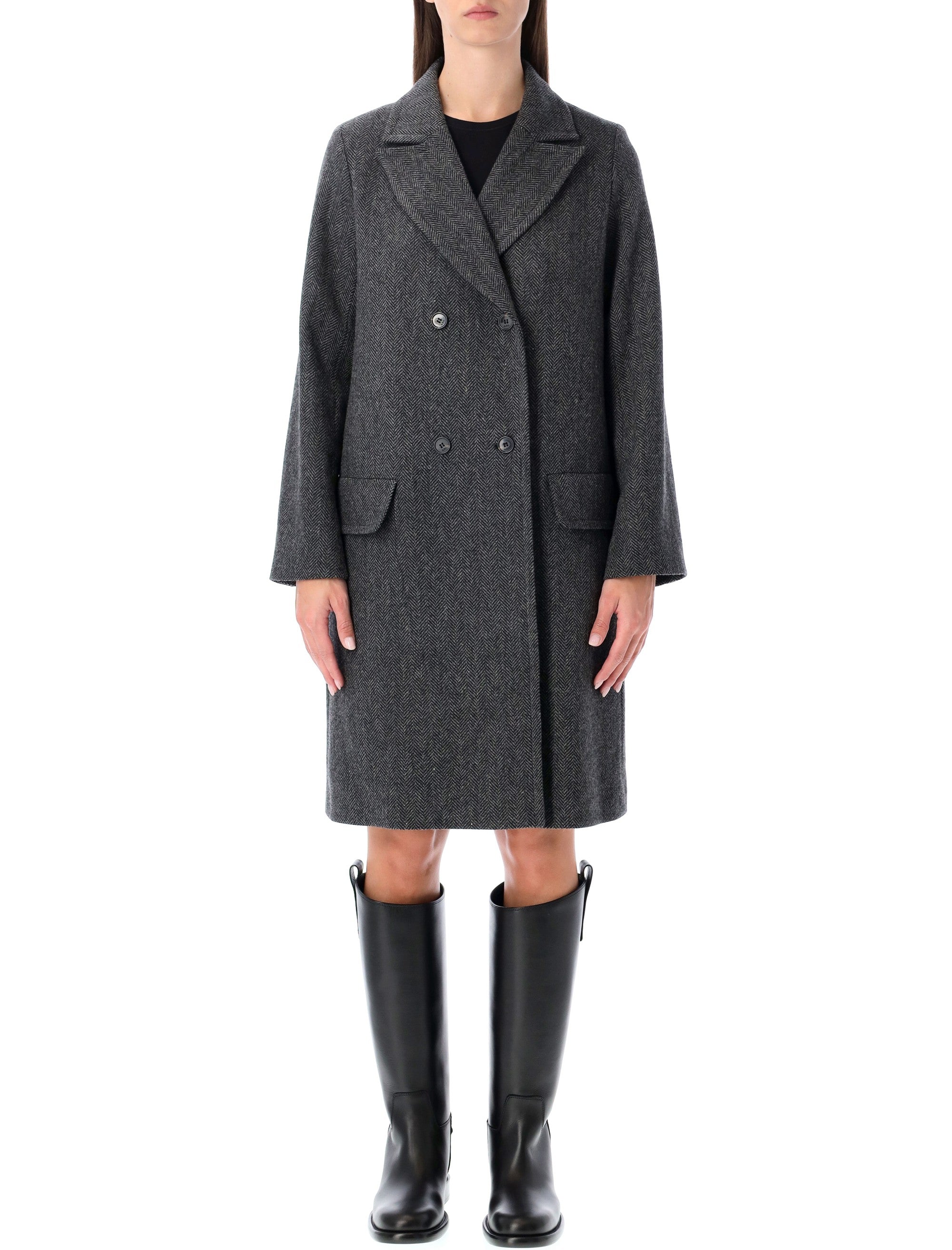 A.P.C. Ginny wool double-breasted coat Anthracite