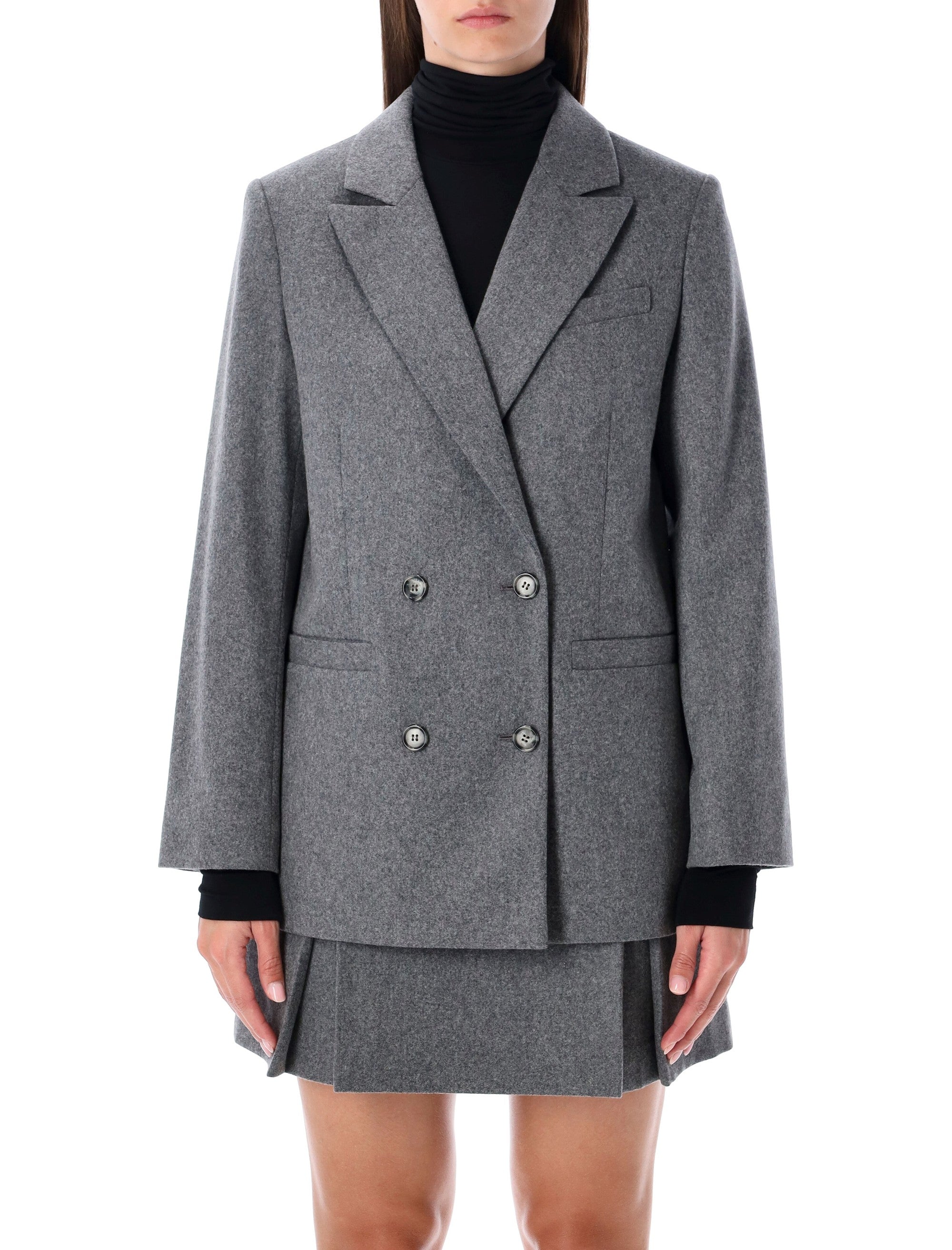 A.P.C. Lucy double-breasted wool blazer Heater Grey Recycled